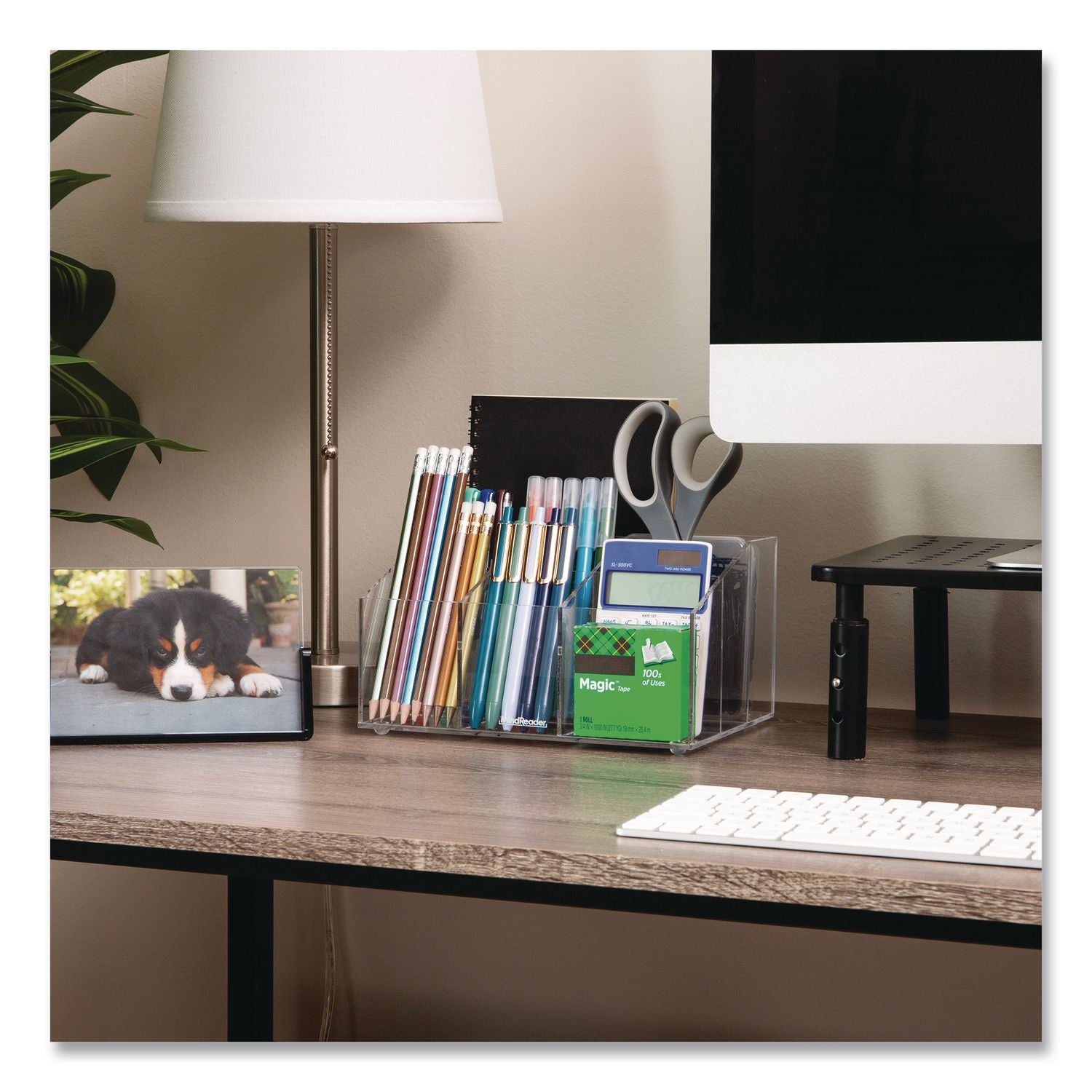 7-Compartment Desk Tray, 8.5 X 6.5 X 4.75, Clear, Acrylic