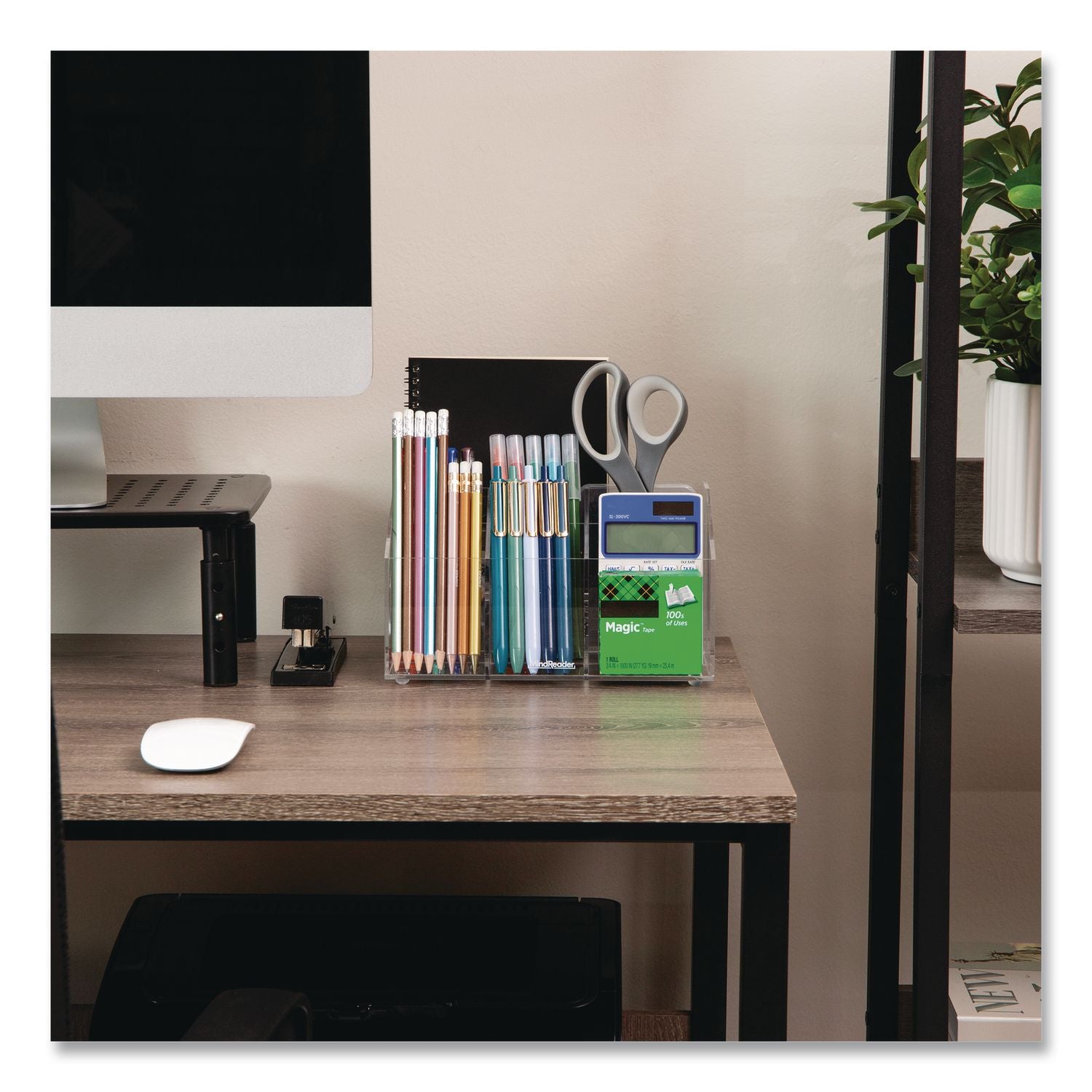 7-Compartment Desk Tray, 8.5 X 6.5 X 4.75, Clear, Acrylic