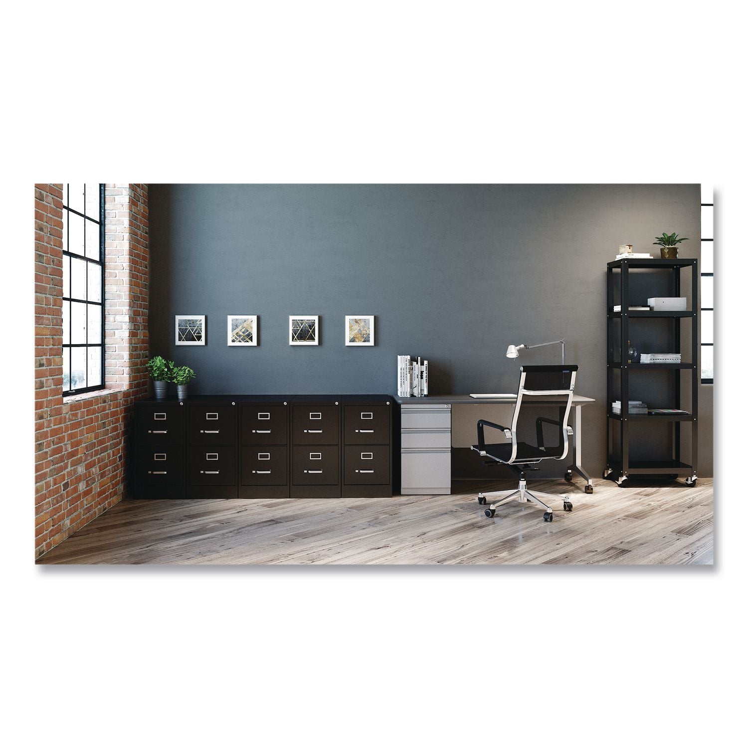 Commercial Vertical Letter File Cabinet, 2 Letter-Size File Drawers, 15 X 22 X 28.37, Black