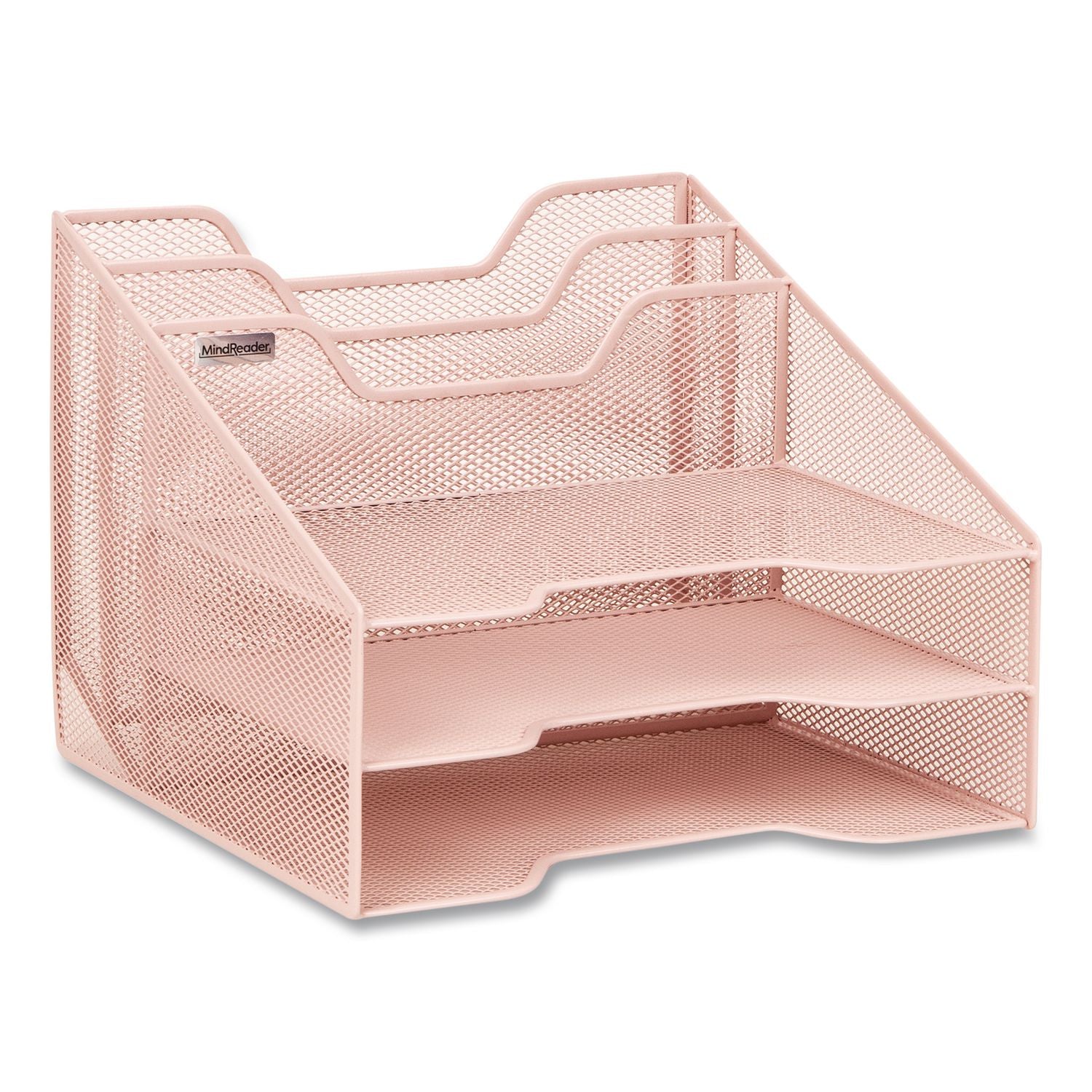 Metal Desk Organizer Letter Tray, 5 Sections, Letter Size, 11.5 X 12.5 X 9.5, Pink