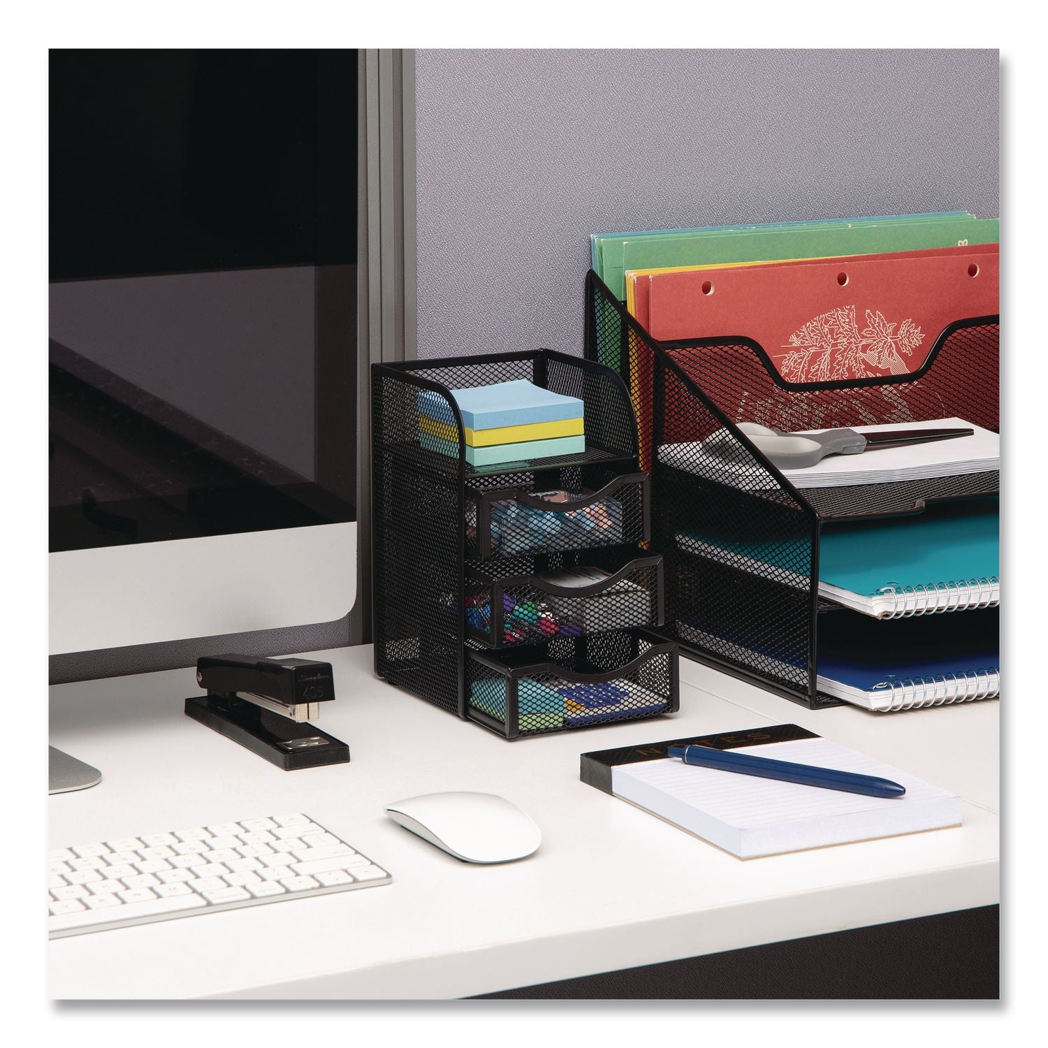 4-Compartment Metal Desk Organizer, 4.75 X 5 X 8, Black