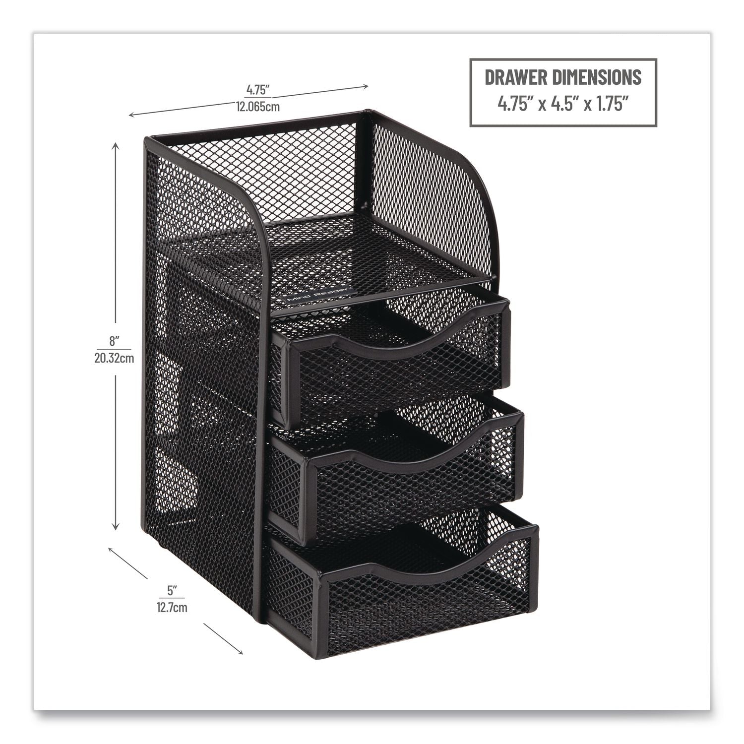 4-Compartment Metal Desk Organizer, 4.75 X 5 X 8, Black