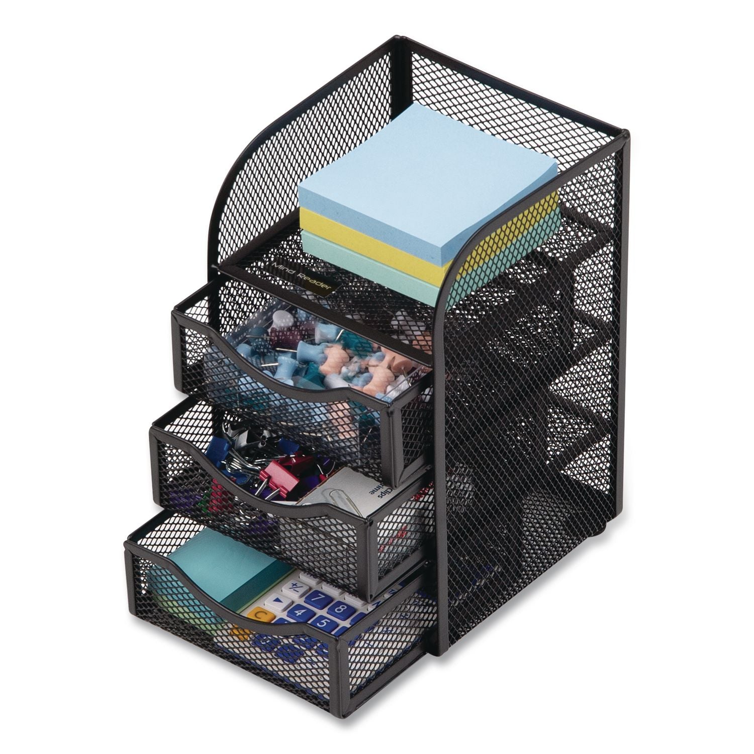 4-Compartment Metal Desk Organizer, 4.75 X 5 X 8, Black