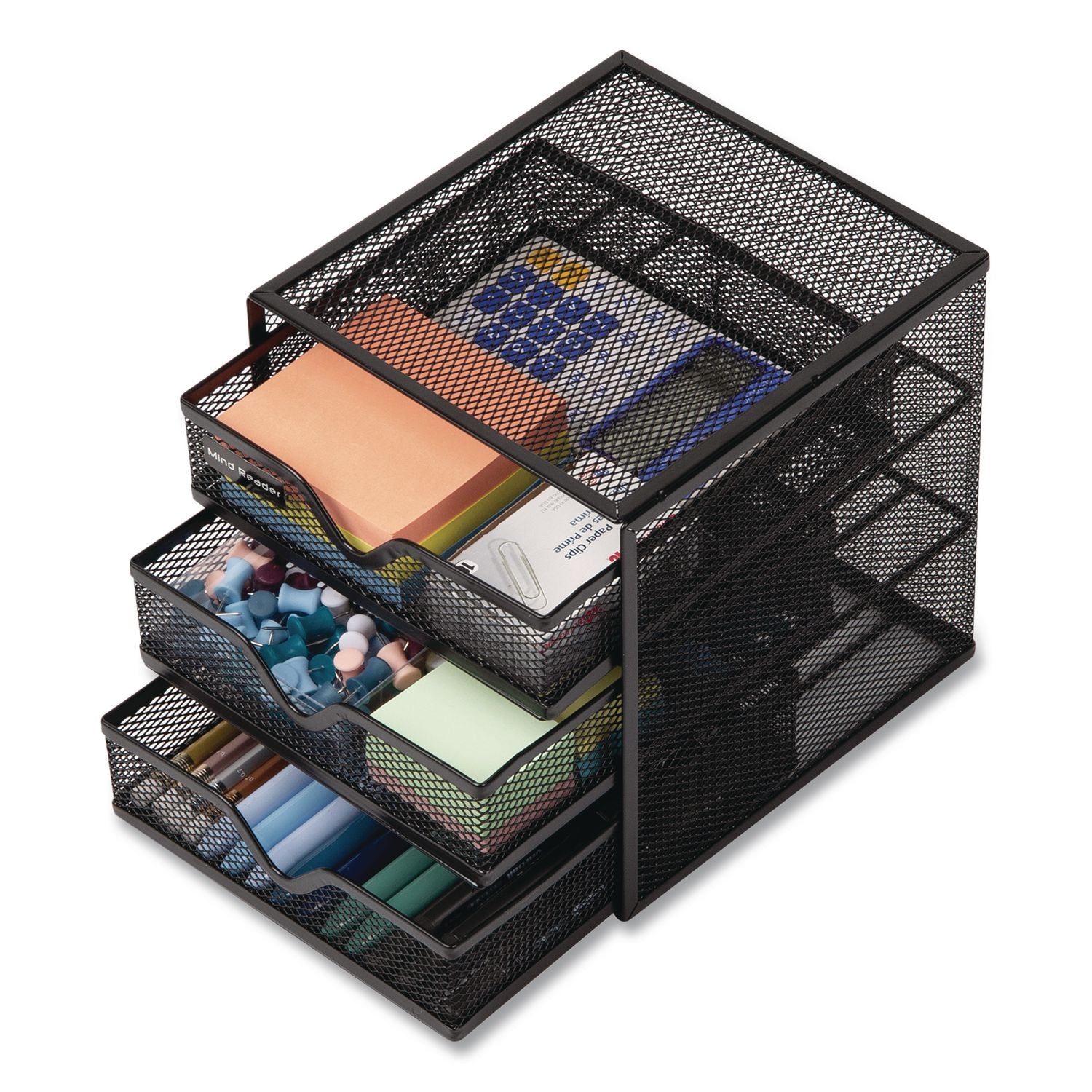 Mind Reader 3-Drawer Desktop Storage Organizer, 6.25 X 6.5 X 6.5, Black, Metal Mesh