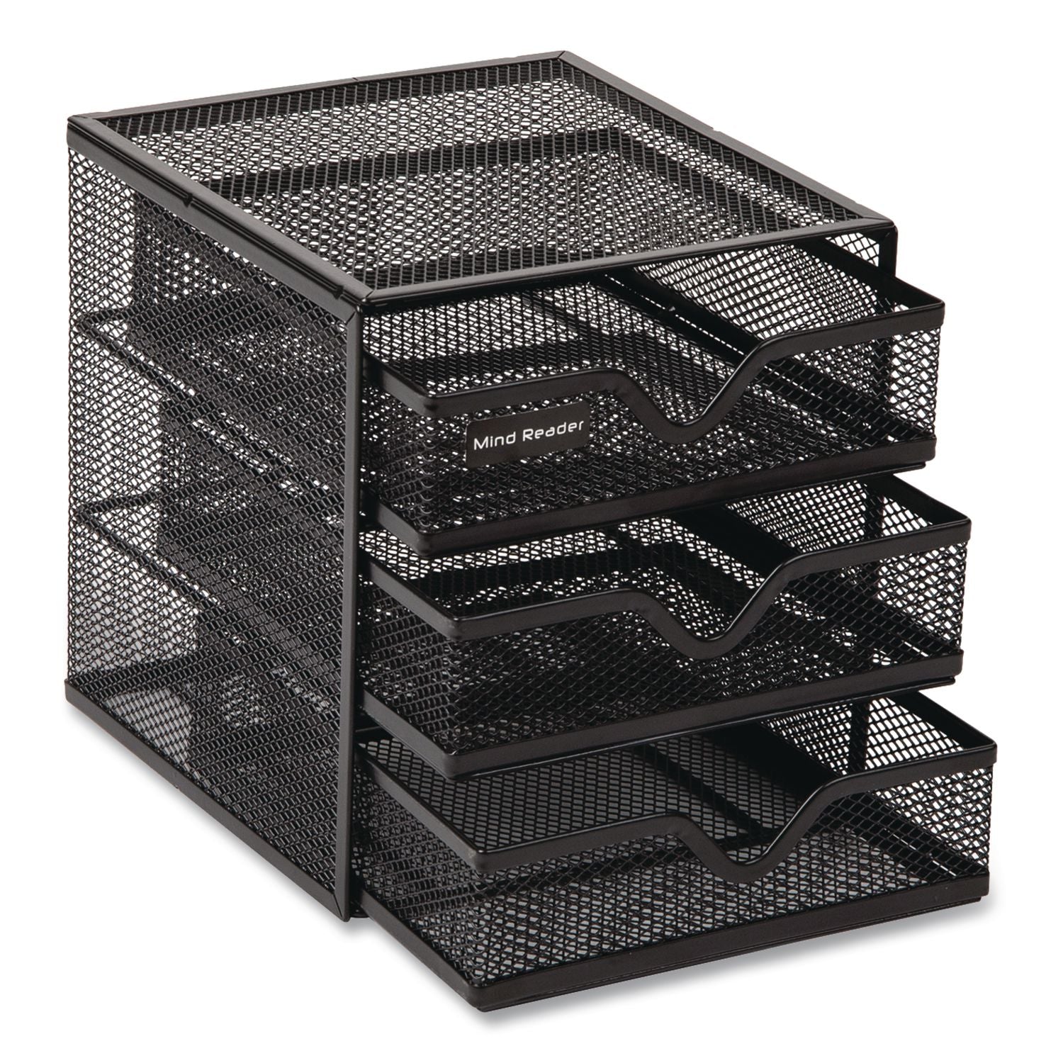 Mind Reader 3-Drawer Desktop Storage Organizer, 6.25 X 6.5 X 6.5, Black, Metal Mesh