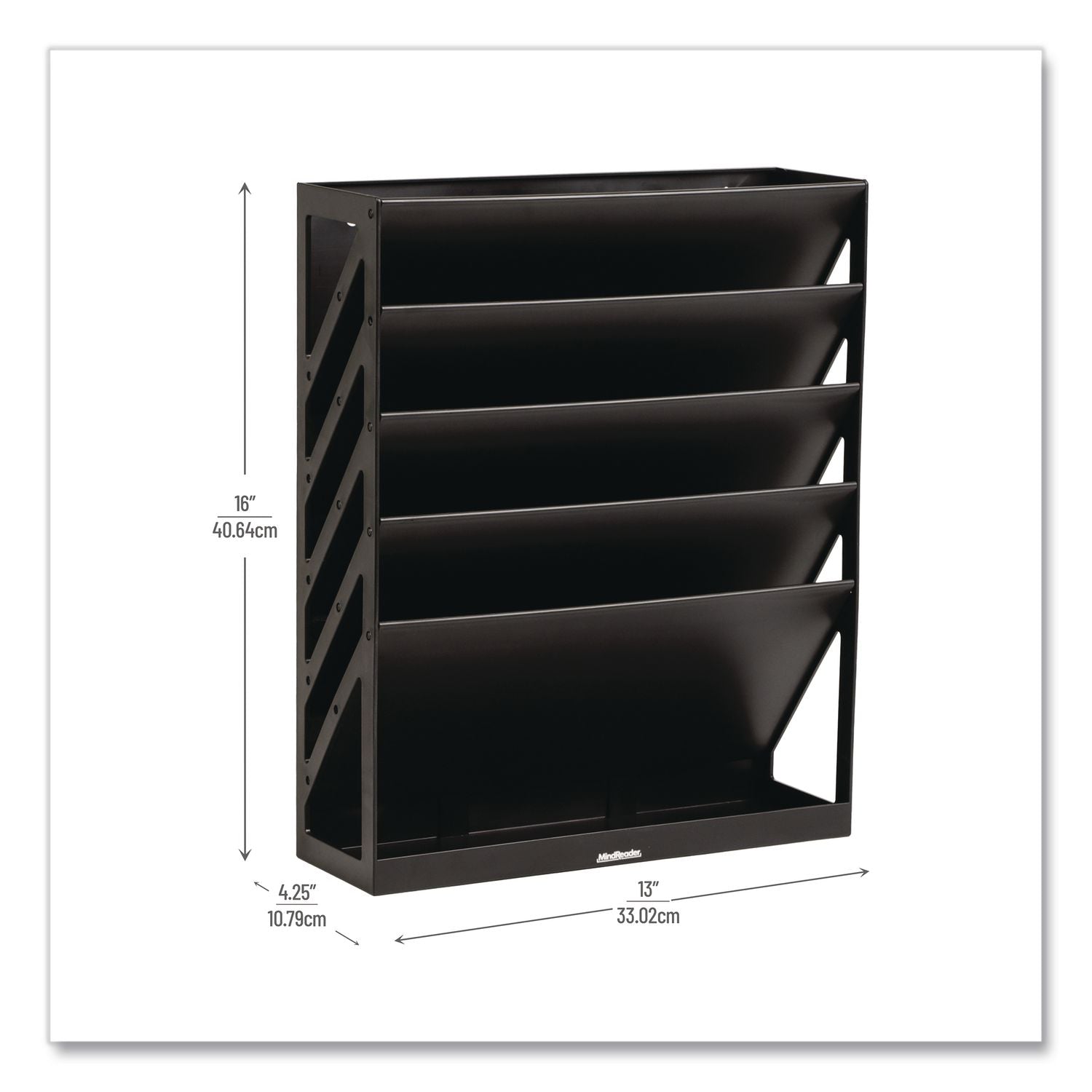 5-Compartment Plastic Mountable Wall File, 5 Sections, Letter Size, 13 X 4.25 X 16, Black