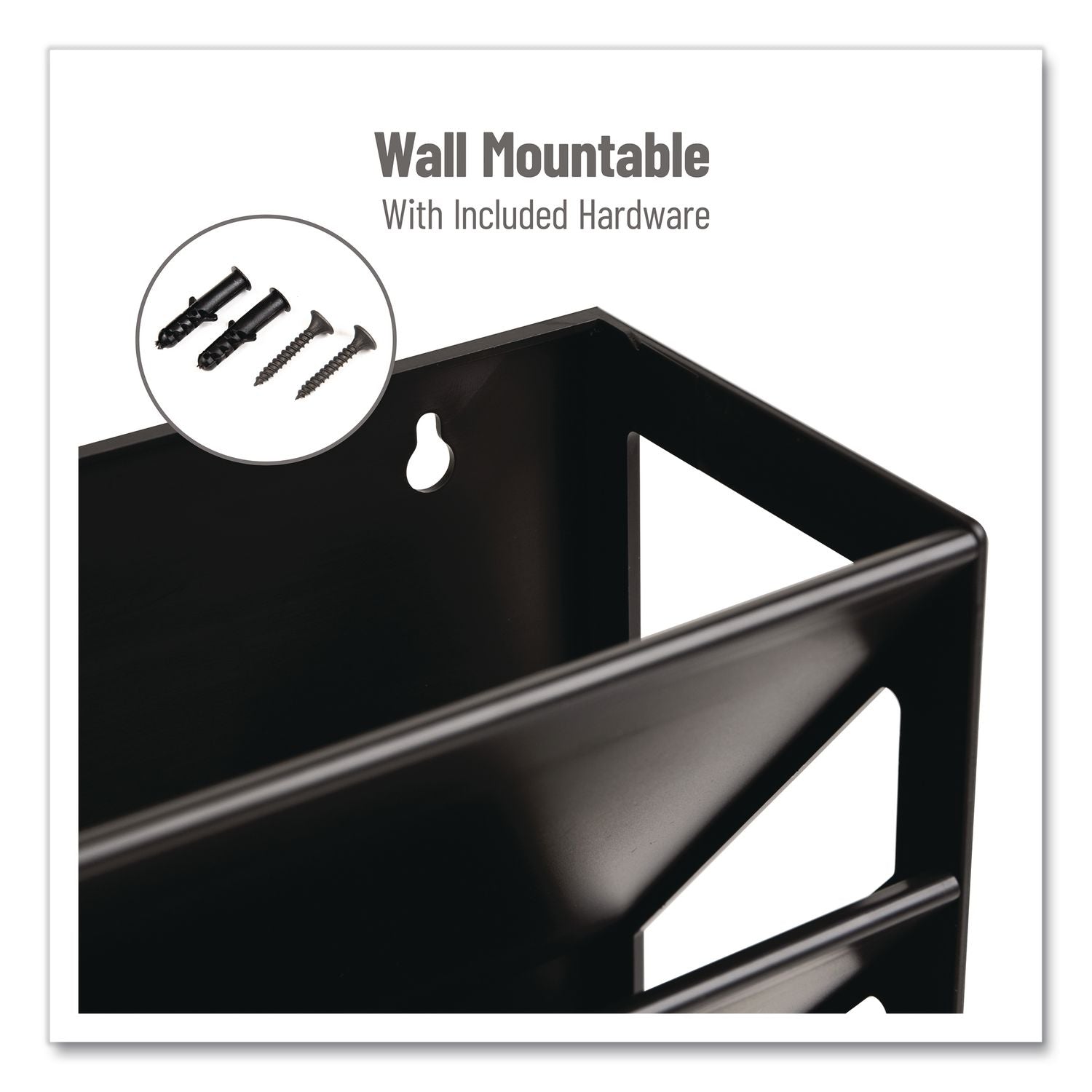 5-Compartment Plastic Mountable Wall File, 5 Sections, Letter Size, 13 X 4.25 X 16, Black