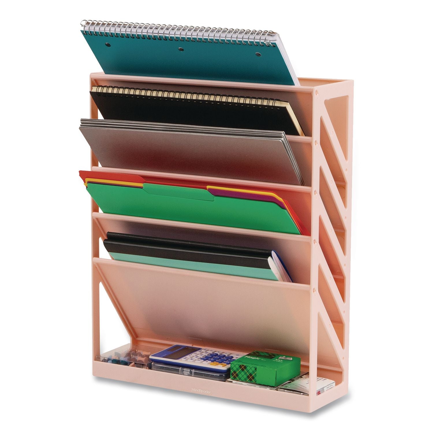 5-Compartment Plastic Mountable Wall File, 5 Sections, Letter Size, 13 X 4.25 X 16, Pink