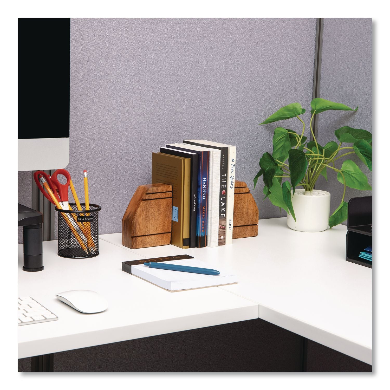 Wood Rustic Bookends, Nonskid Base, 1.5 X 4 X 4.75, Brown