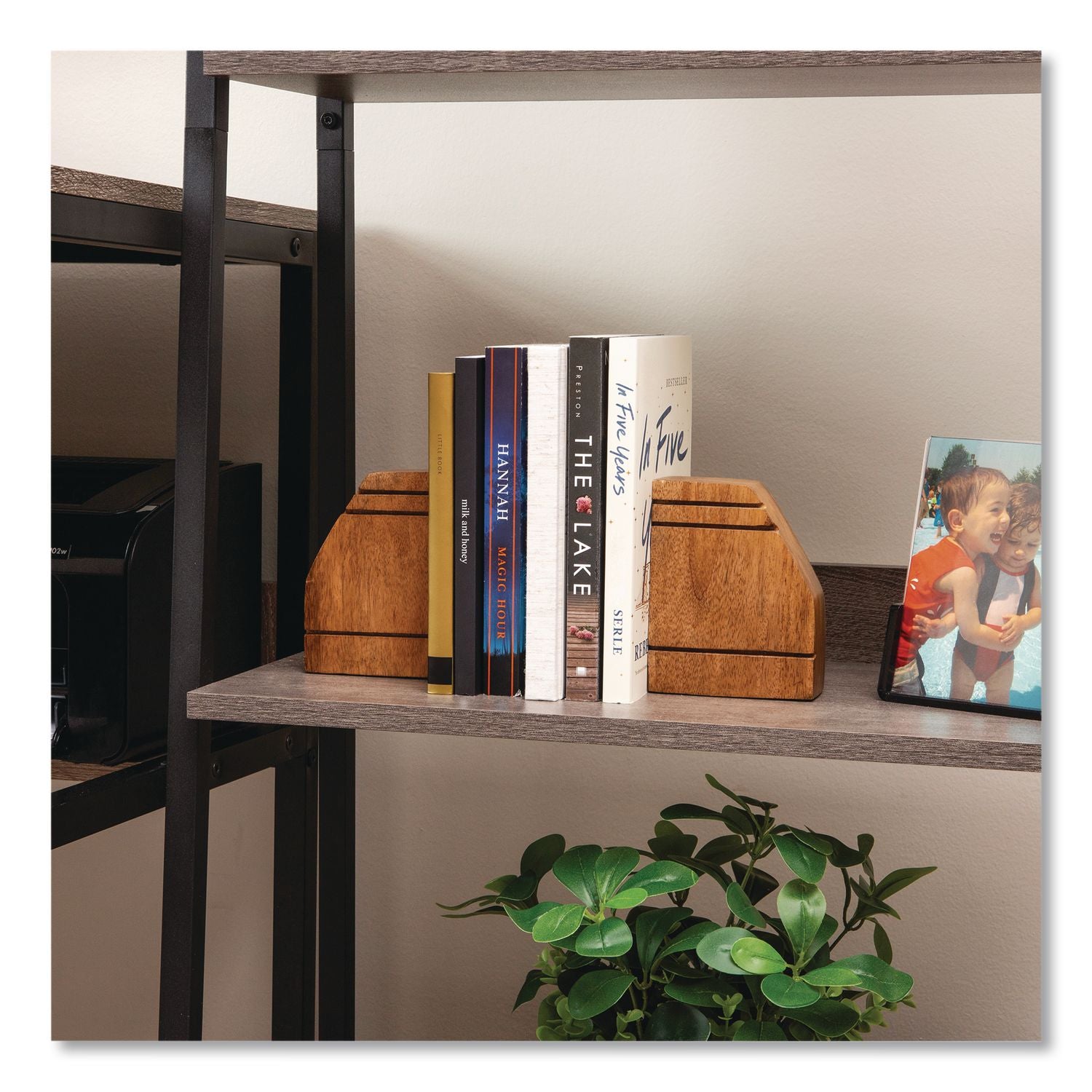 Wood Rustic Bookends, Nonskid Base, 1.5 X 4 X 4.75, Brown