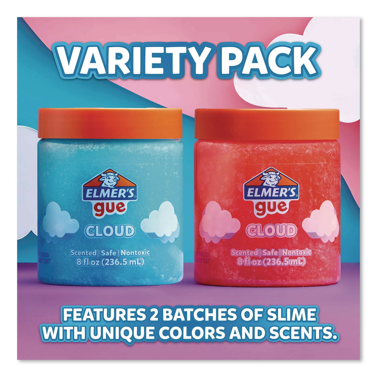 Gue Premade Cloud Slime, Blue/Pink, 2/Pack