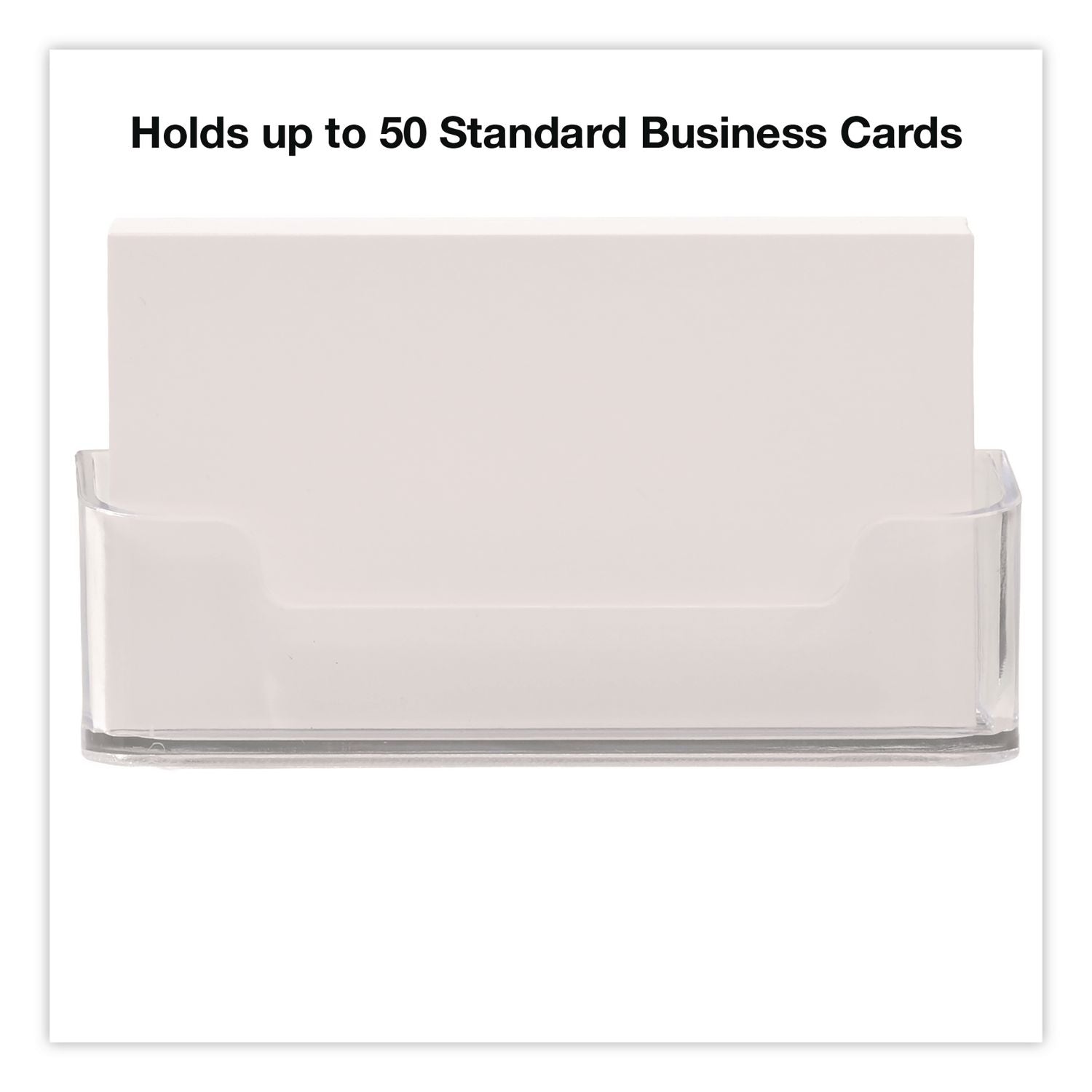 Business Card Holders, Holds 50 Cards, 3.75 X 1.5 X 1.88, Plastic, Clear, 2/Pack