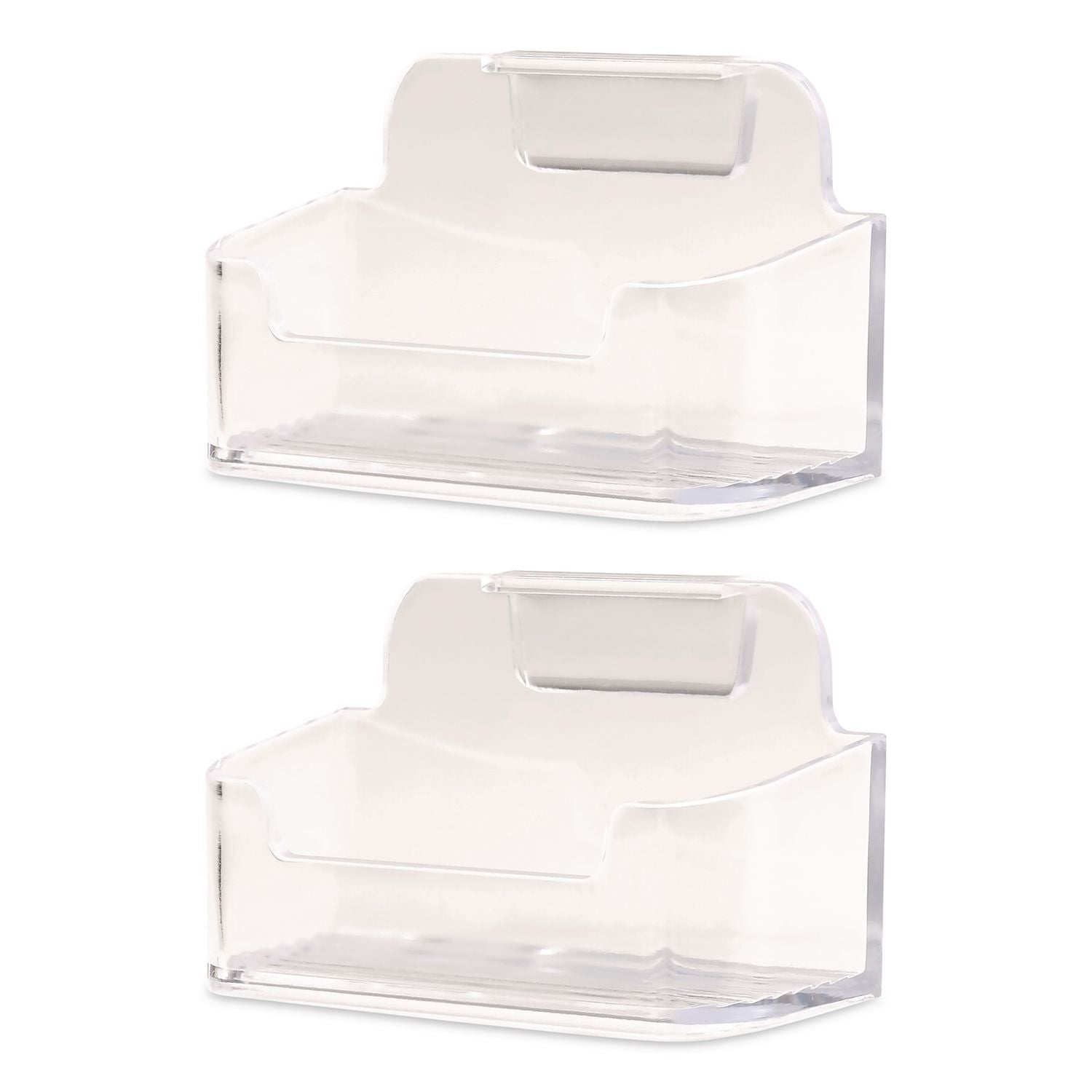 Business Card Holders, Holds 50 Cards, 3.75 X 1.5 X 1.88, Plastic, Clear, 2/Pack