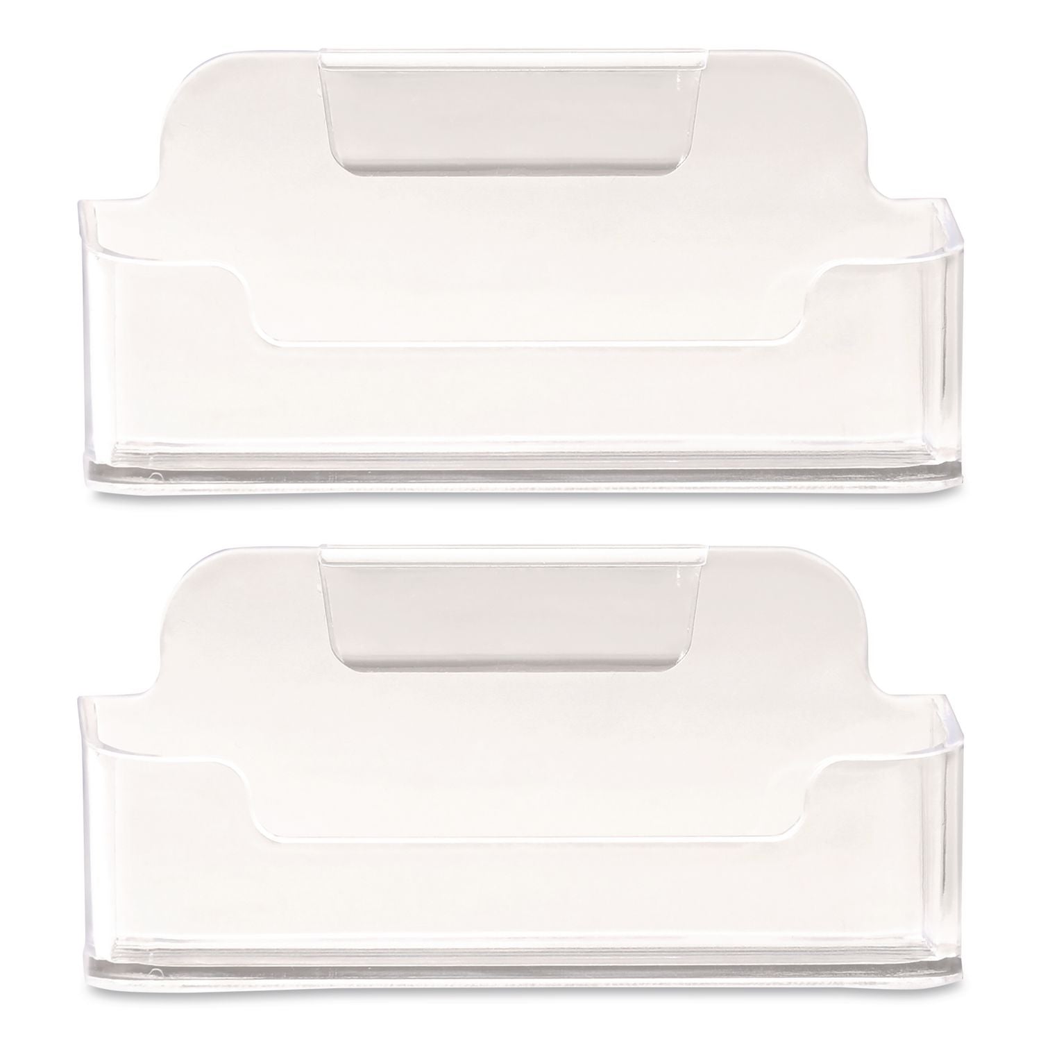 Business Card Holders, Holds 50 Cards, 3.75 X 1.5 X 1.88, Plastic, Clear, 2/Pack