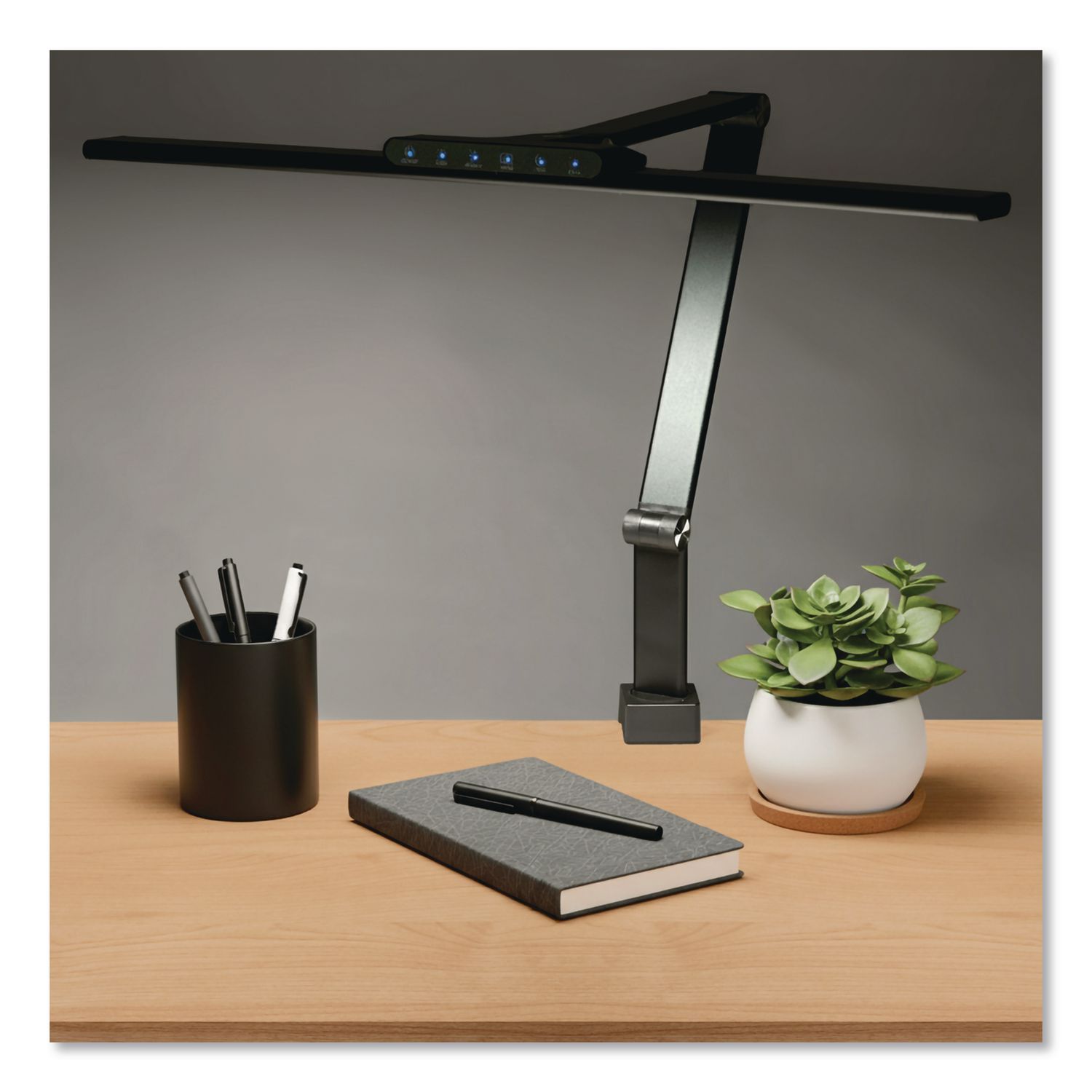 Wellness Series LED Desk Lamp, Articulating Neck, 17.5" High, Black