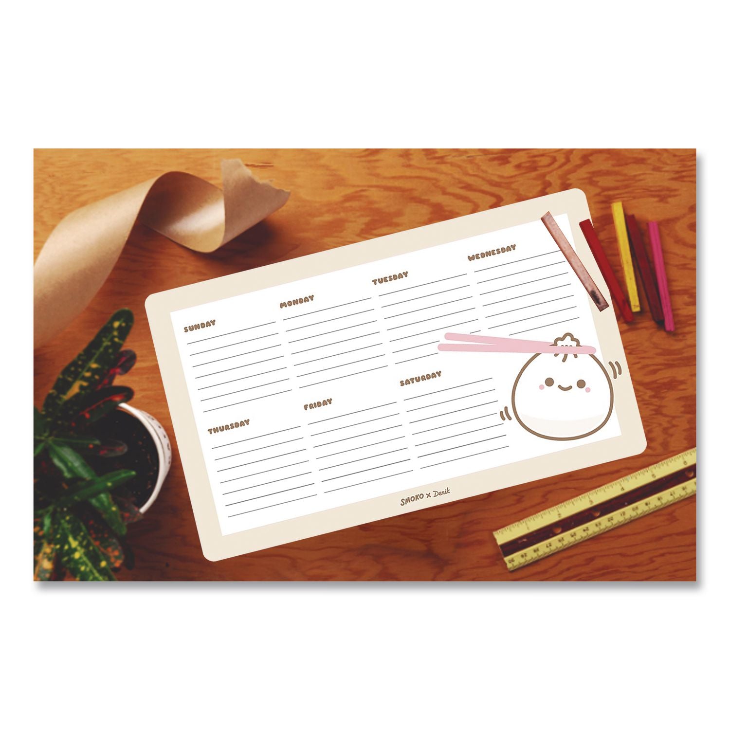 Lil B Dumpling Notepad Calendar, 10 X 6, (52) White Sheets With Dumpling Graphic, Undated