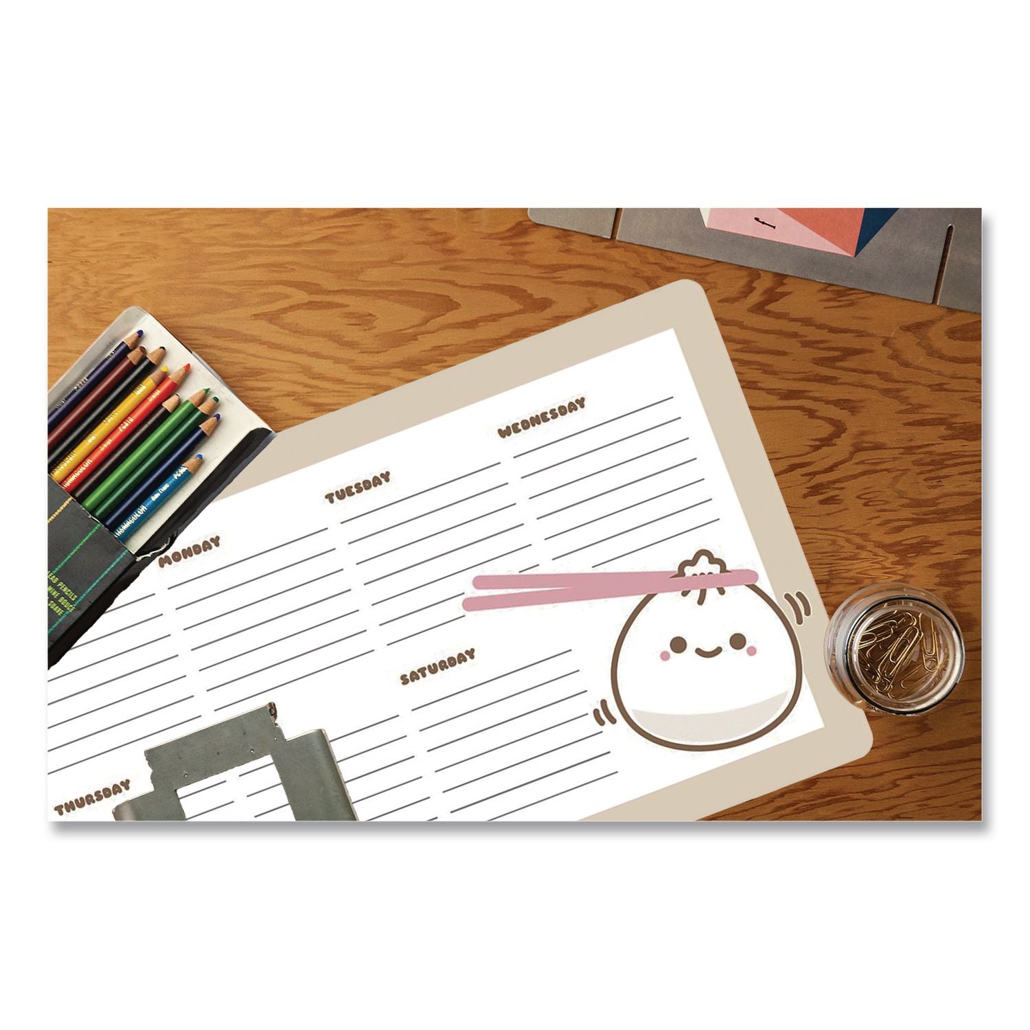 Lil B Dumpling Notepad Calendar, 10 X 6, (52) White Sheets With Dumpling Graphic, Undated