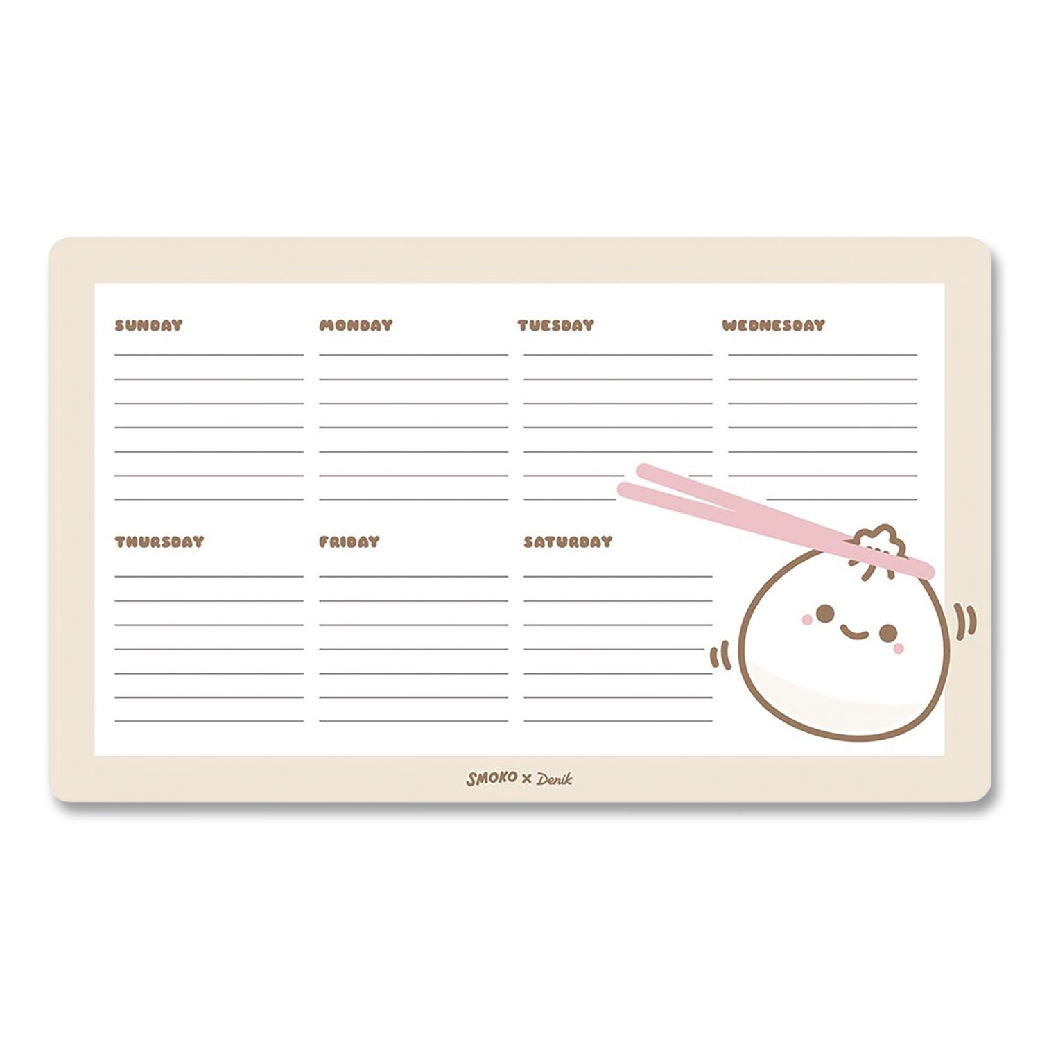 Lil B Dumpling Notepad Calendar, 10 X 6, (52) White Sheets With Dumpling Graphic, Undated