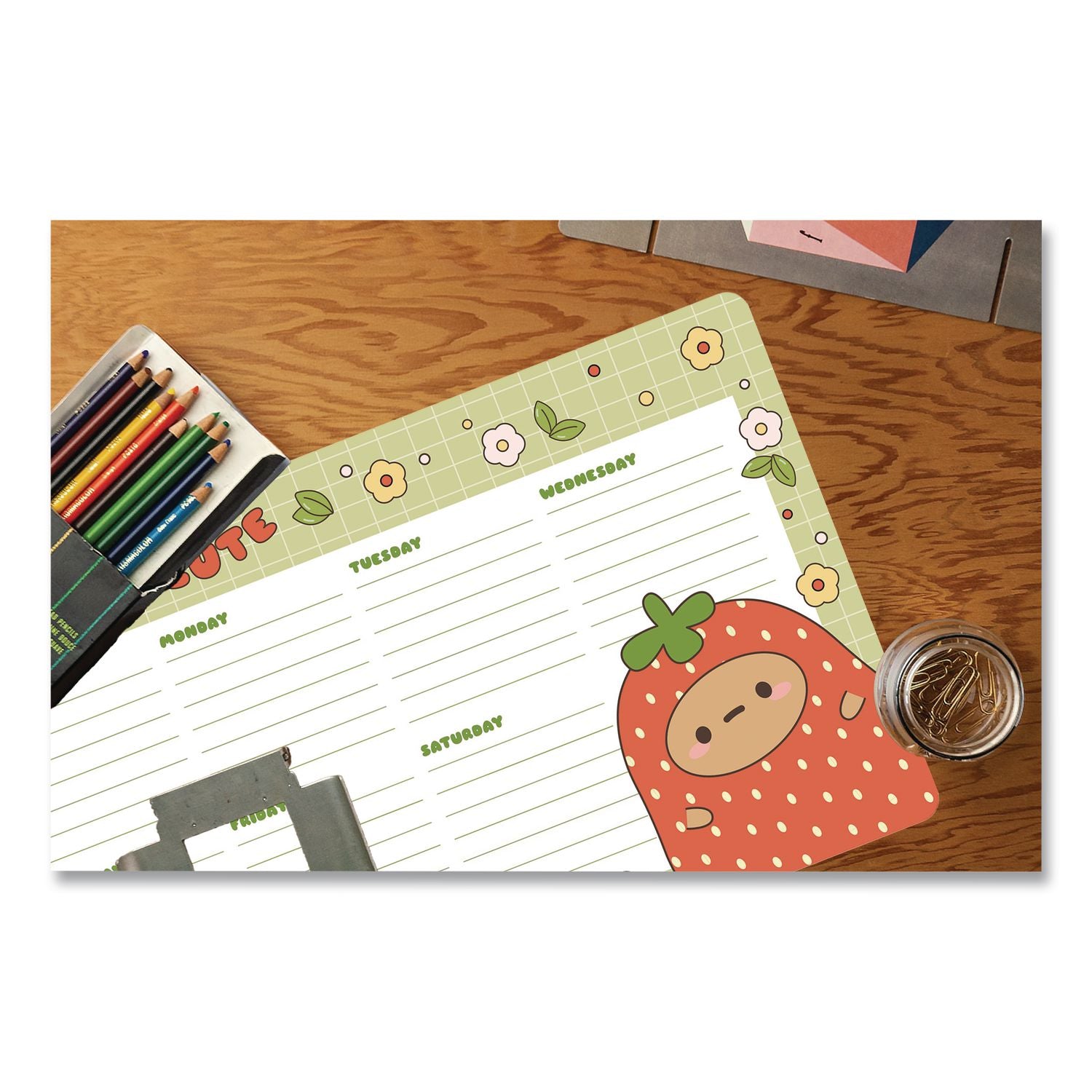 Strawberry Dumpling Notepad Calendar, 10 X 6, (52) White Sheets With Strawberry Dumpling Graphic, Undated