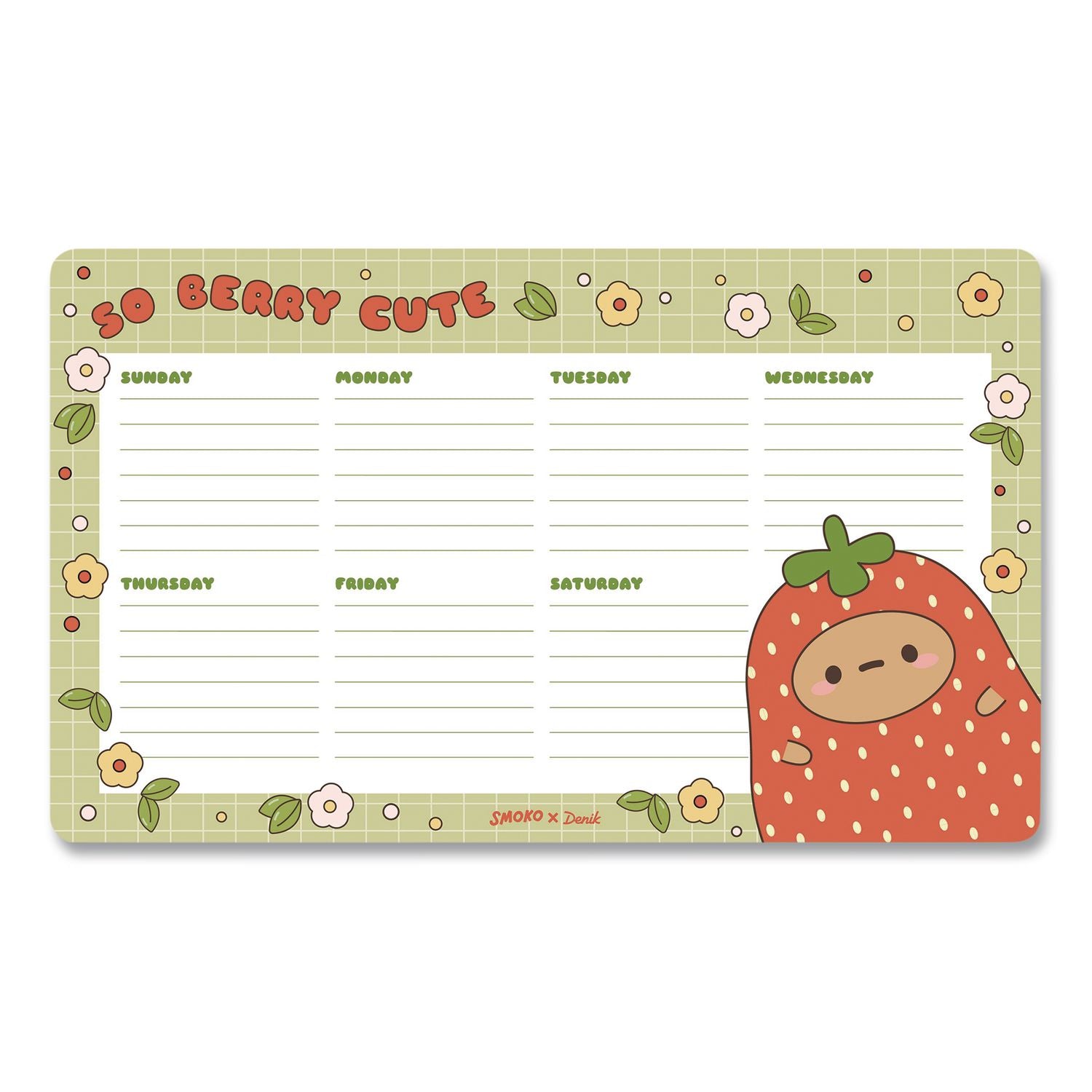 Strawberry Dumpling Notepad Calendar, 10 X 6, (52) White Sheets With Strawberry Dumpling Graphic, Undated