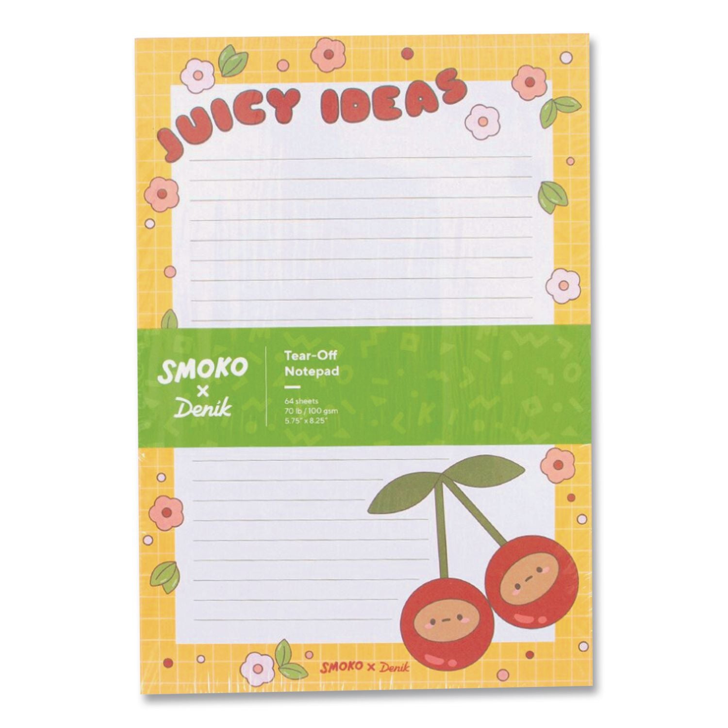 Tayto Cherry Notepad, Ruled, (64) White/Multicolor 5.25 X 8.25 Sheets