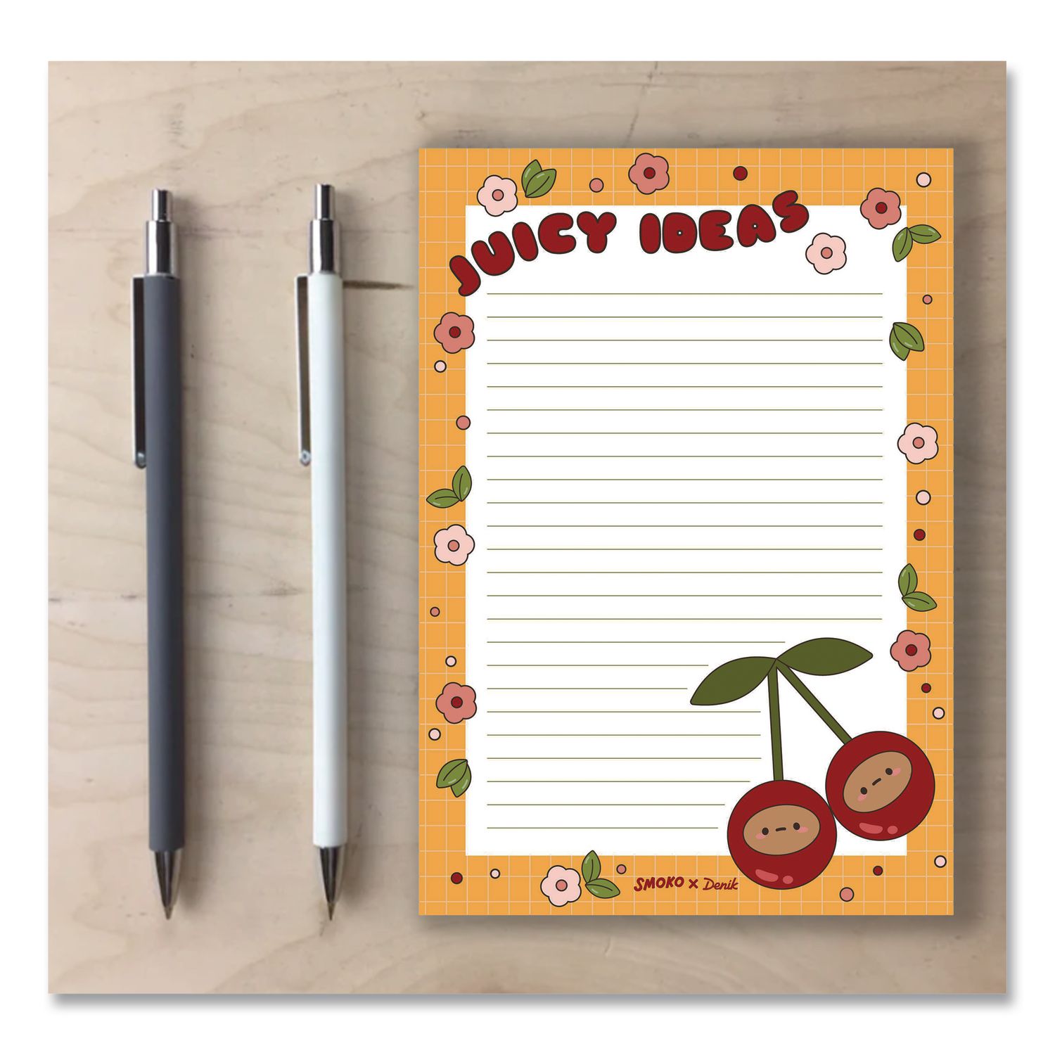 Tayto Cherry Notepad, Ruled, (64) White/Multicolor 5.25 X 8.25 Sheets