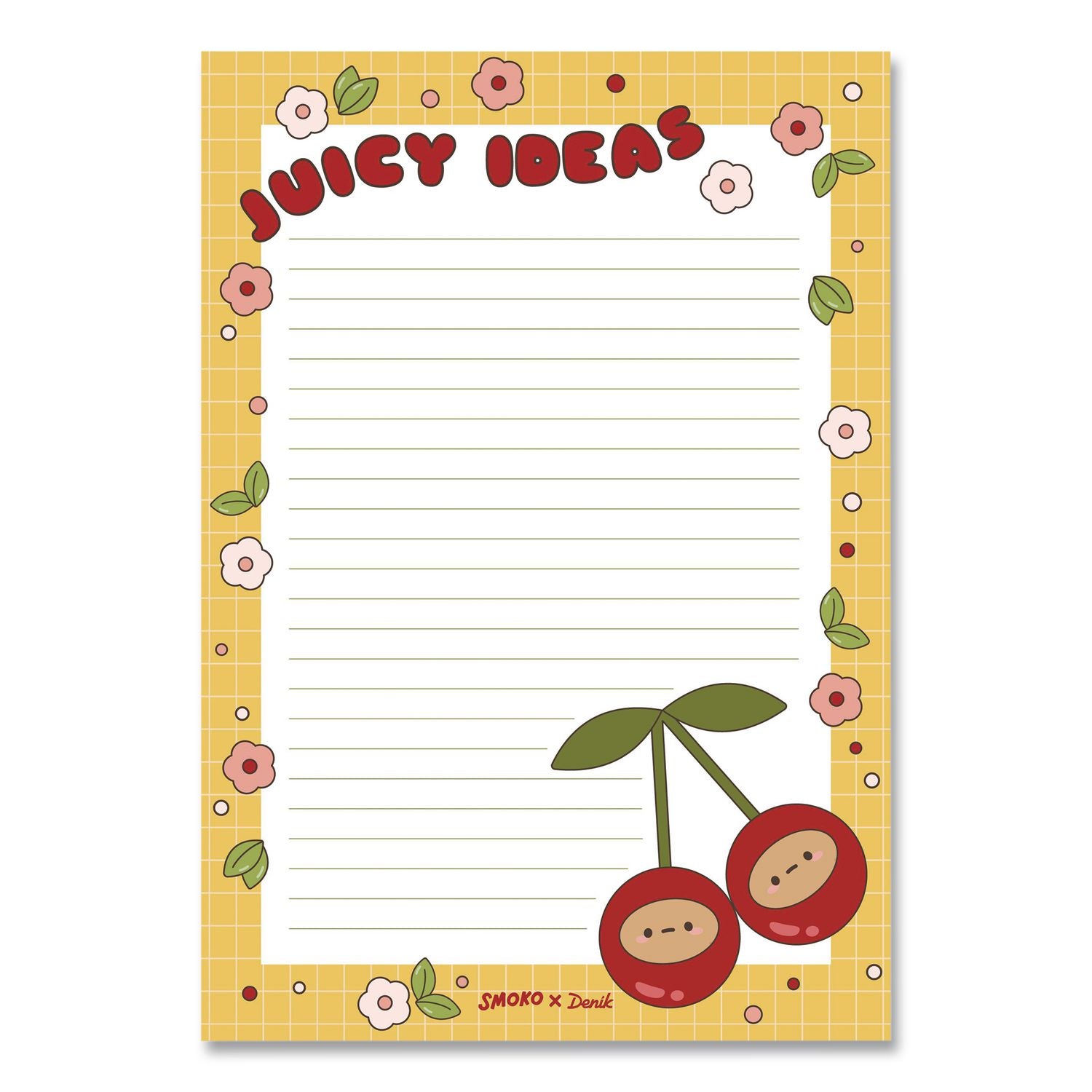 Tayto Cherry Notepad, Ruled, (64) White/Multicolor 5.25 X 8.25 Sheets