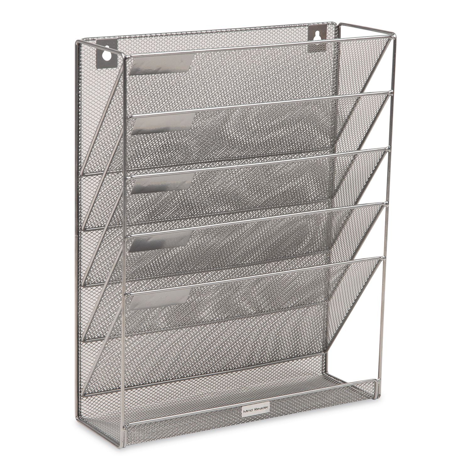 5-Pocket Metal Mesh Mountable Wall File, 5 Sections, Letter Size, 12.75 X 4 X 16, Silver