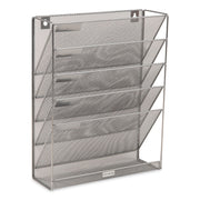 5-Pocket Metal Mesh Mountable Wall File, 5 Sections, Letter Size, 12.75 X 4 X 16, Silver