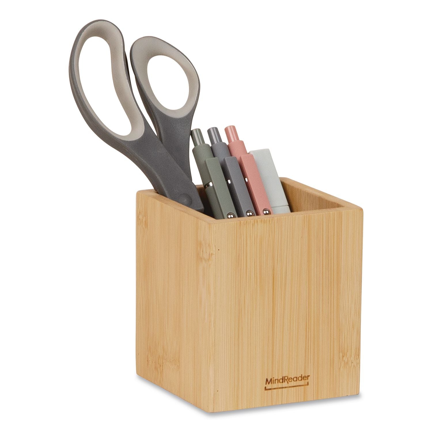 Wood Pen Cup Holder, 3.5" X 3.5" X 3.88", Brown