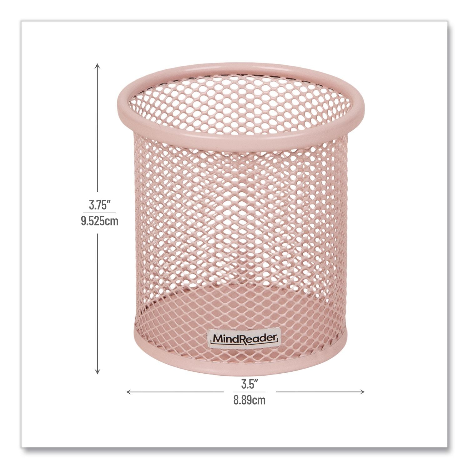 Metal Pen Holder, 3.5" X 3.5" X 3.75", Pink, 3 Pieces/Set