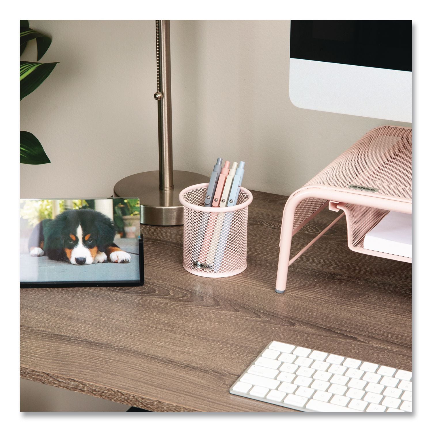 Metal Pen Holder, 3.5" X 3.5" X 3.75", Pink, 3 Pieces/Set