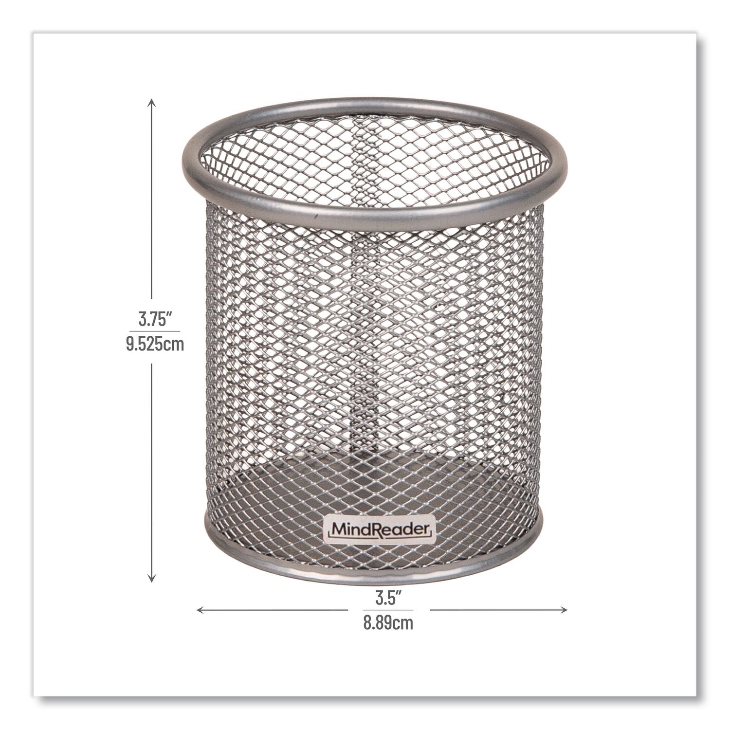 Metal Pen Holder, 3.5" X 3.5" X 3.75", Silver, 3 Pieces/Set