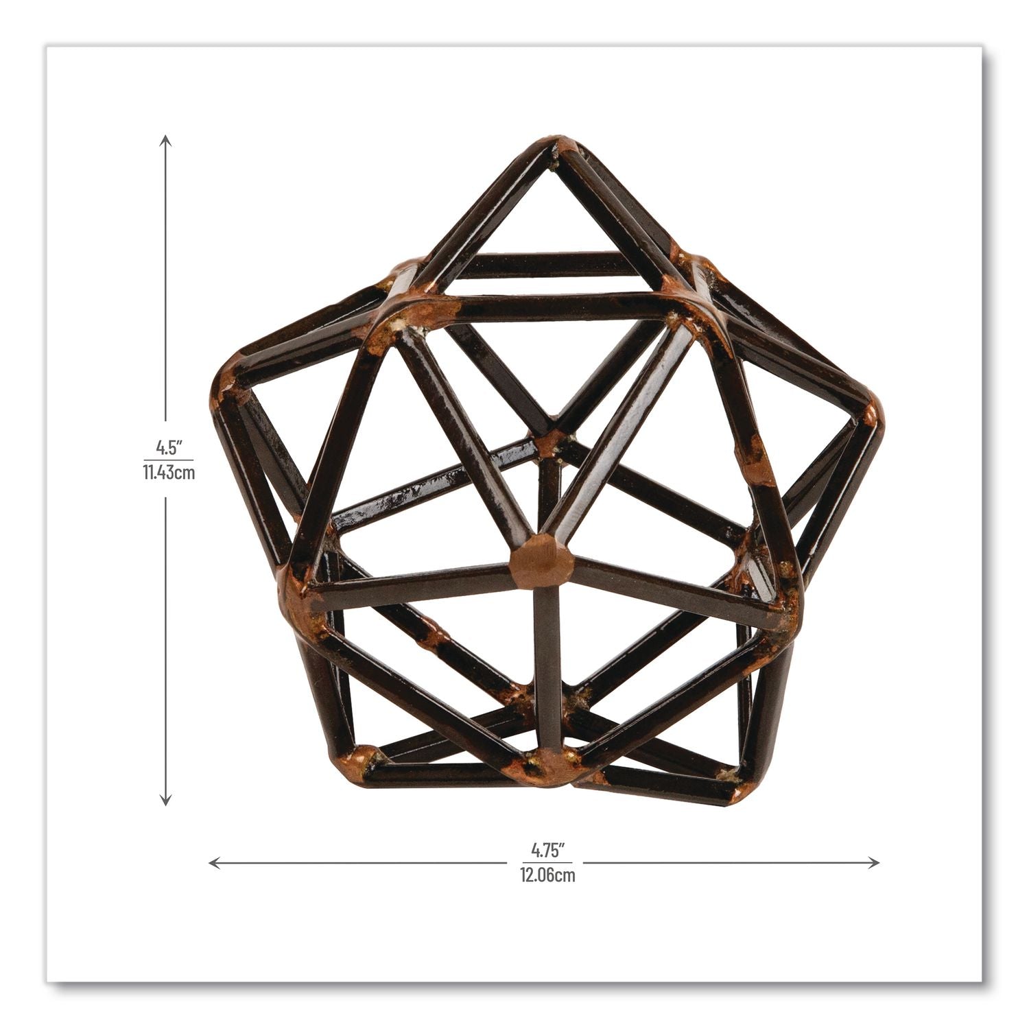 Metal Geometric Sculpture, 4.75 X 4.75 X 4.5, Black/Bronze