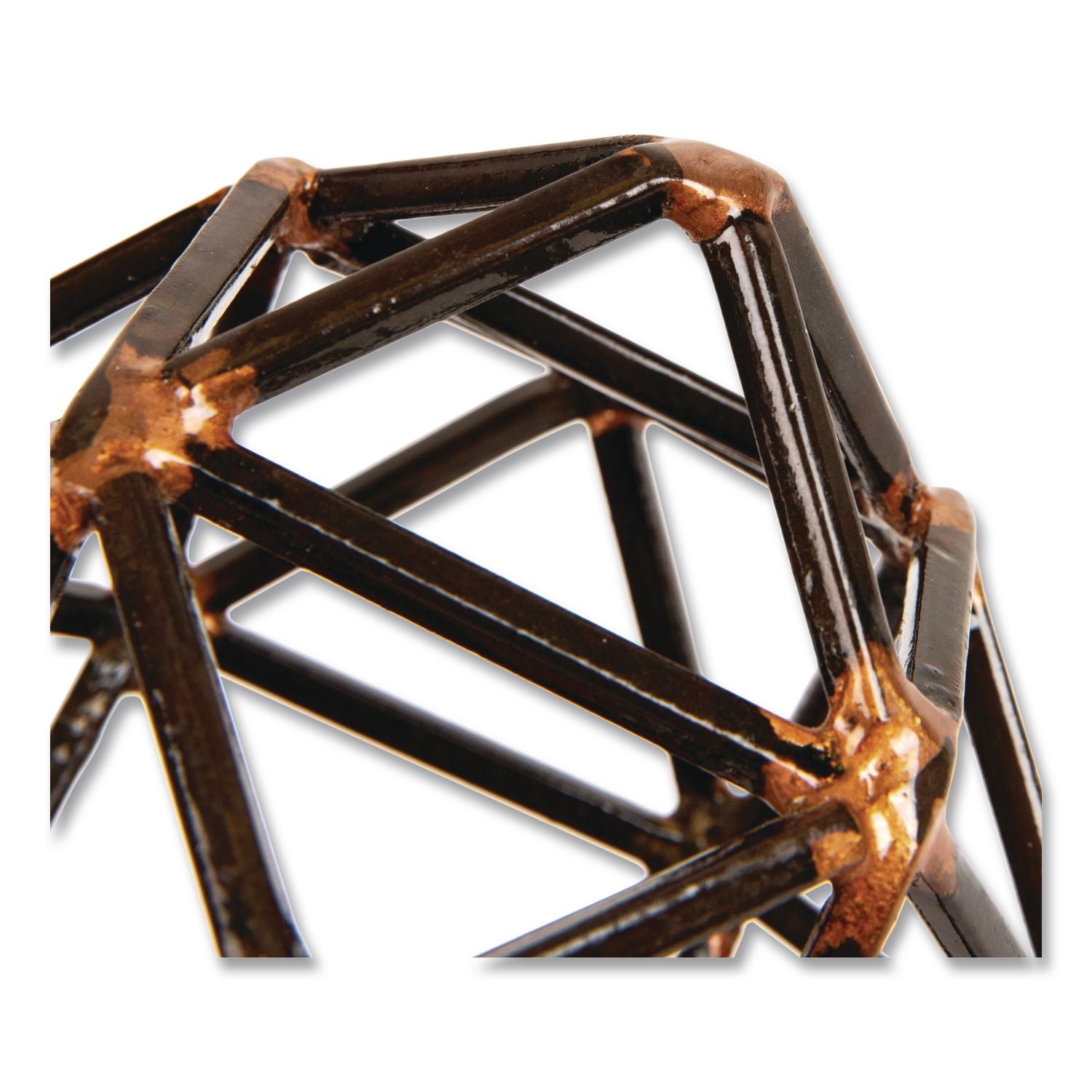 Metal Geometric Sculpture, 4.75 X 4.75 X 4.5, Black/Bronze