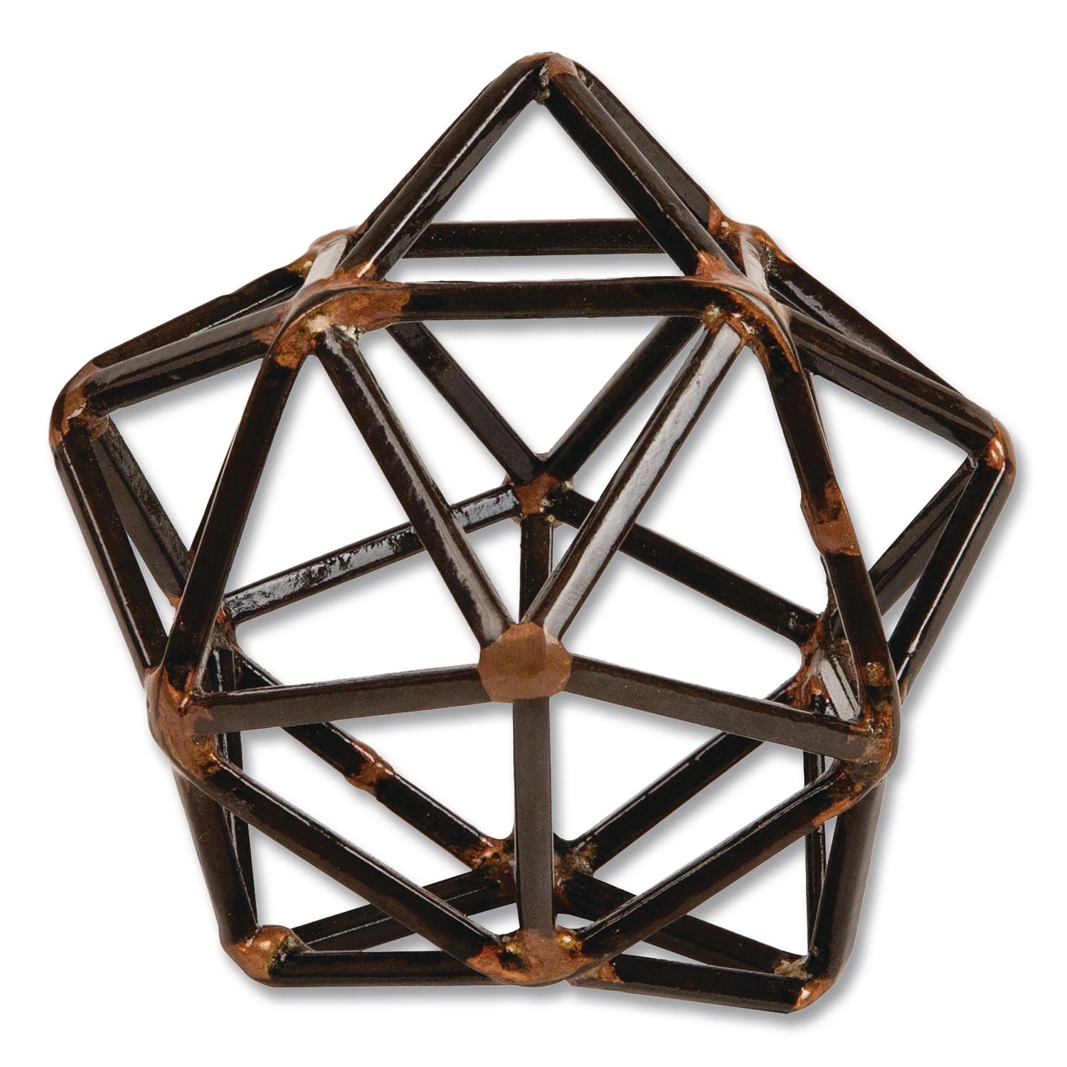 Metal Geometric Sculpture, 4.75 X 4.75 X 4.5, Black/Bronze