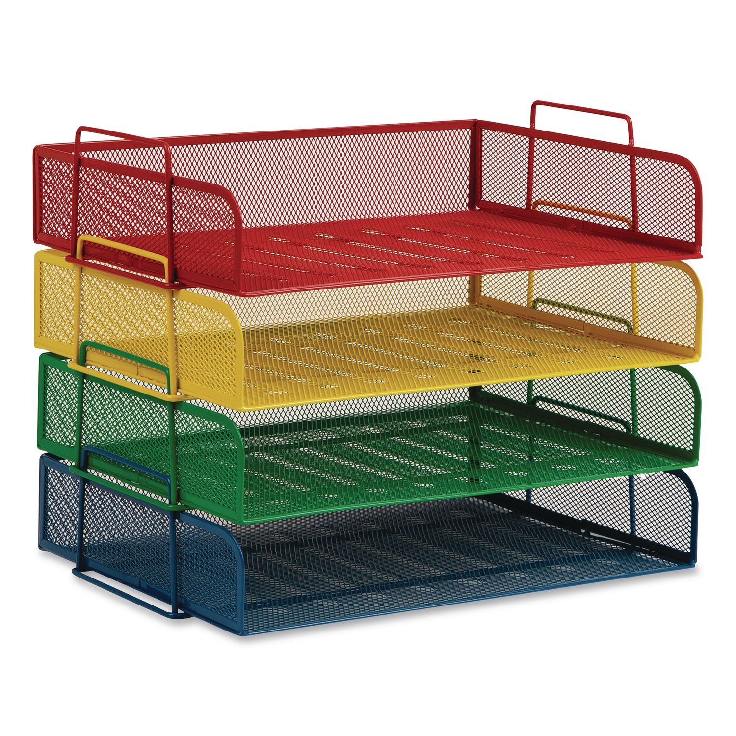 Metal Mesh Stackable Letter Tray, 4 Sections, Letter Size, 13.25 X 9.75 X 11.25, Assorted
