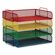 Metal Mesh Stackable Letter Tray, 4 Sections, Letter Size, 13.25 X 9.75 X 11.25, Assorted