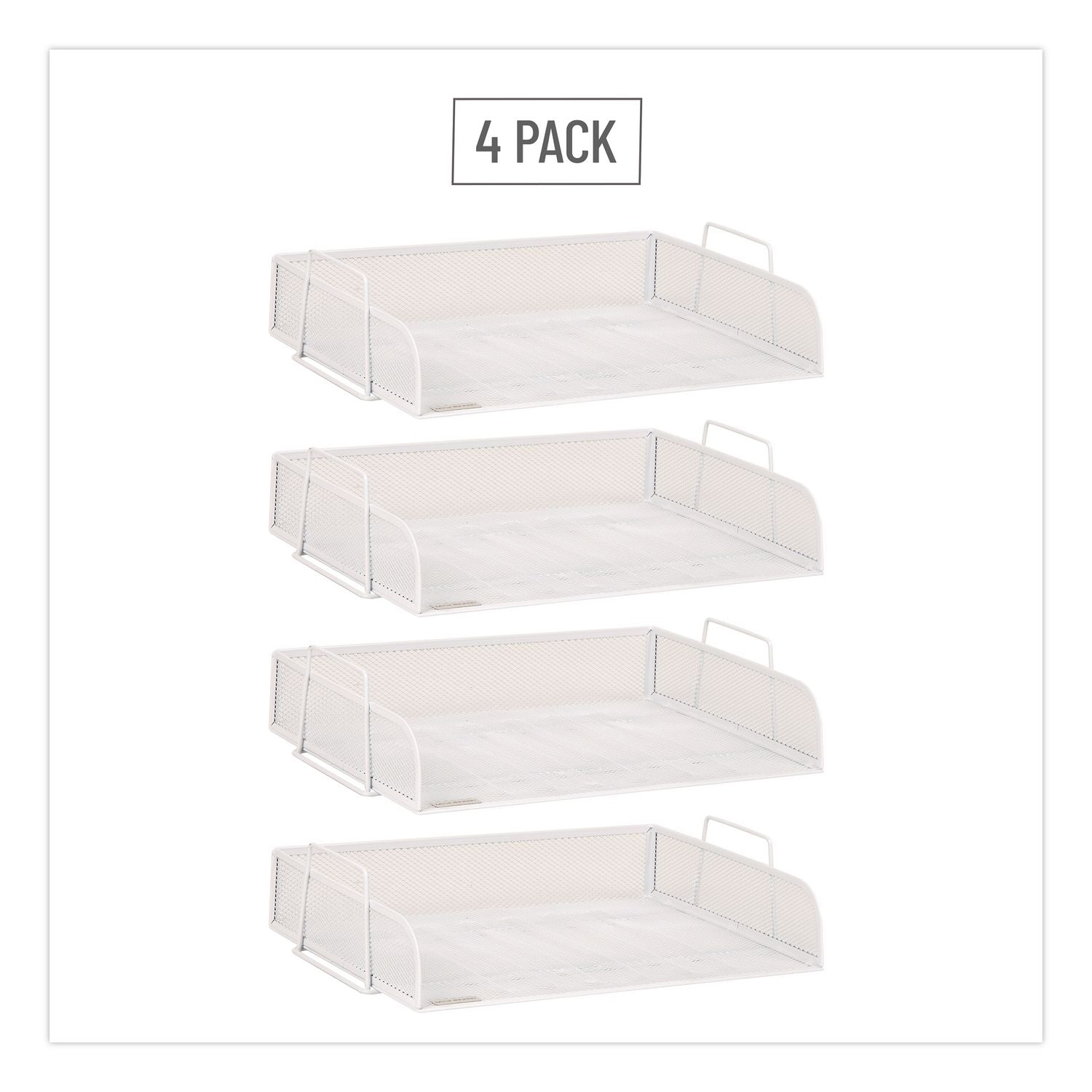Metal Mesh Stackable Letter Tray, 4 Sections, Letter Size, 13.25 X 9.75 X 11.5, White