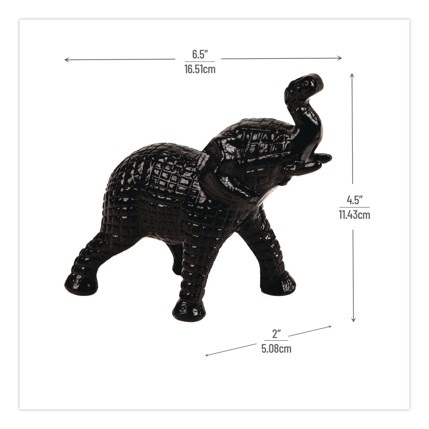 Lucky Wealth Elephant Figurine, 2 X 6.5 X 4.5, Black