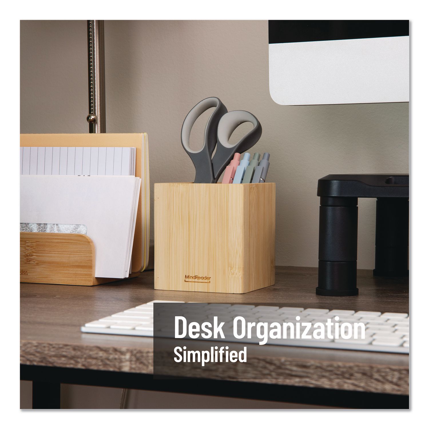 Wood Pen Cup Holder, 3.5" X 3.5" X 3.88", Brown