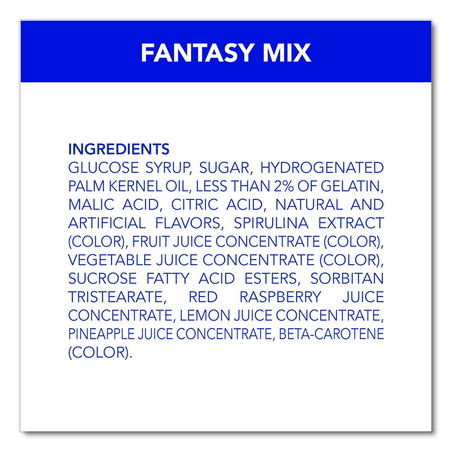 Stand Up Pouch Fantasy Mix, Rainbow Sherbet/Blue Hawaii/Blue Raspberry, 11.65 Oz Pouch, 2/Carton