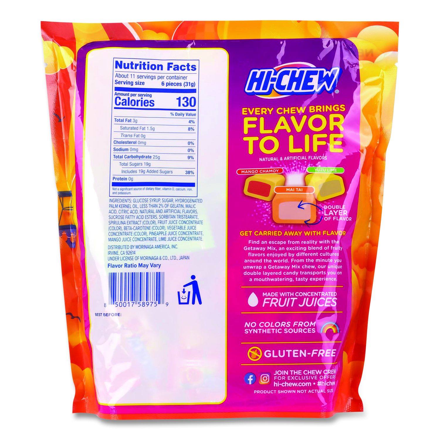 Stand Up Pouch Getaway Mix, Mango Chamoy/Mai Tai/Yuzu Lime, 11.65 Oz Pouch, 2/Carton