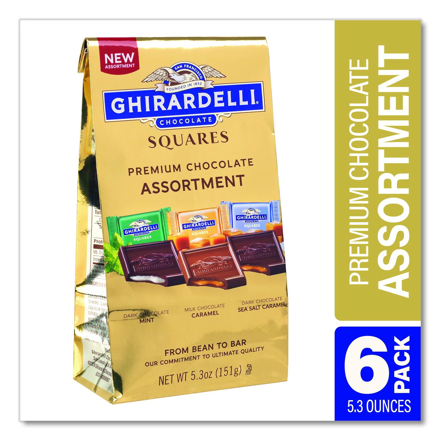 Premium Chocolate Assortment Squares, 5.3 Oz Bag, 6/Carton