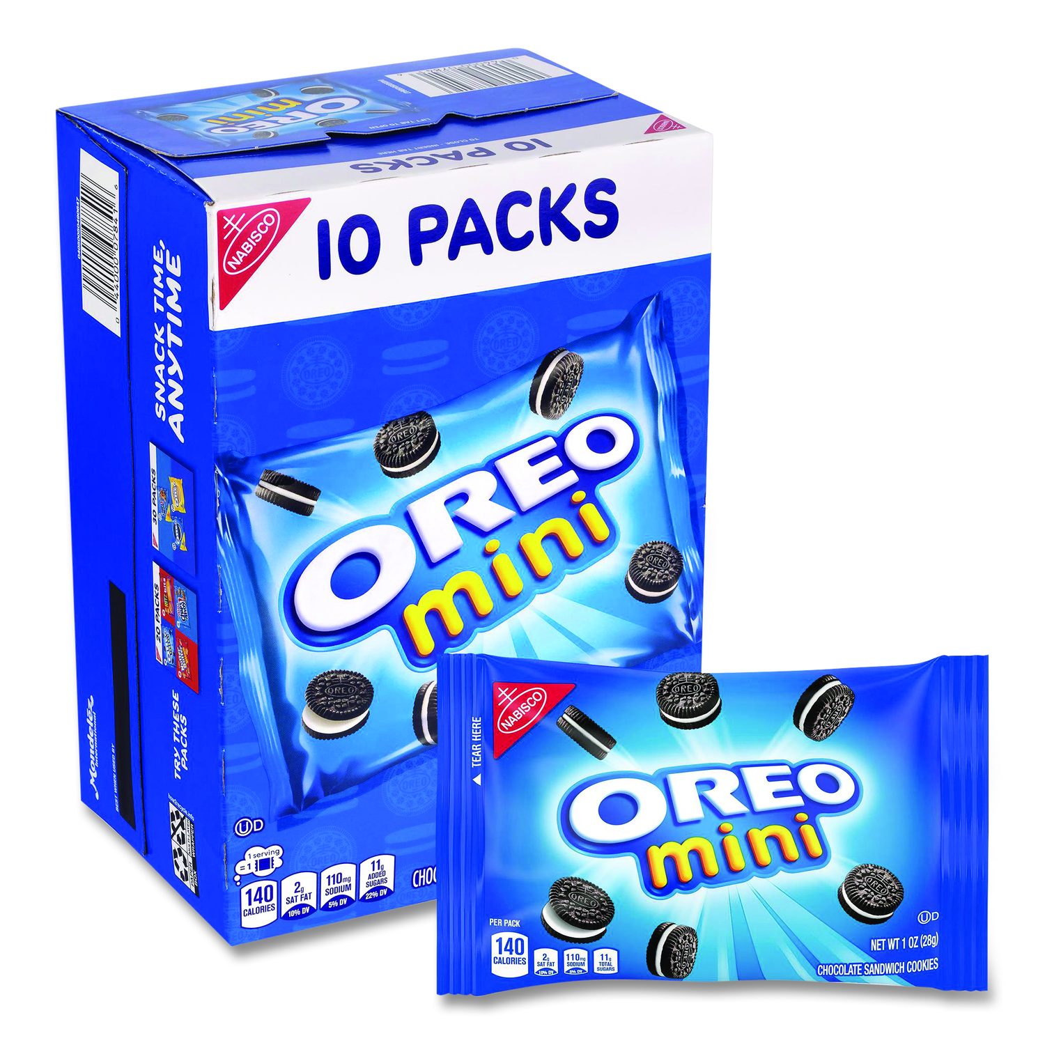 Mini Oreo'S, Chocolate, 1 Oz Bag, 10 Bags/Box, 2 Boxes/Carton