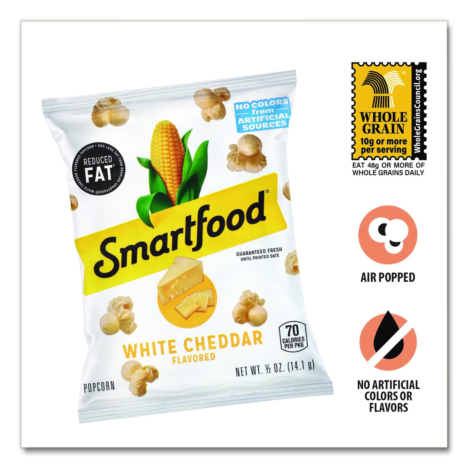 Reduced Fat White Cheddar Popcorn, 0.5 Oz Bag, 72/Carton