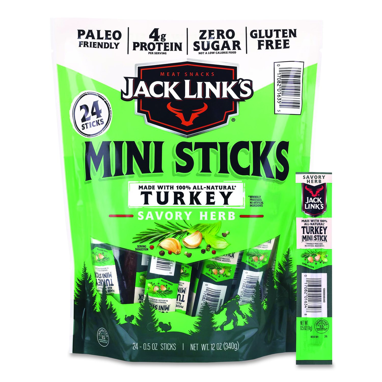 Savory Herb Mini Turkey Stick, 0.5 Oz Stick, 24/Pack