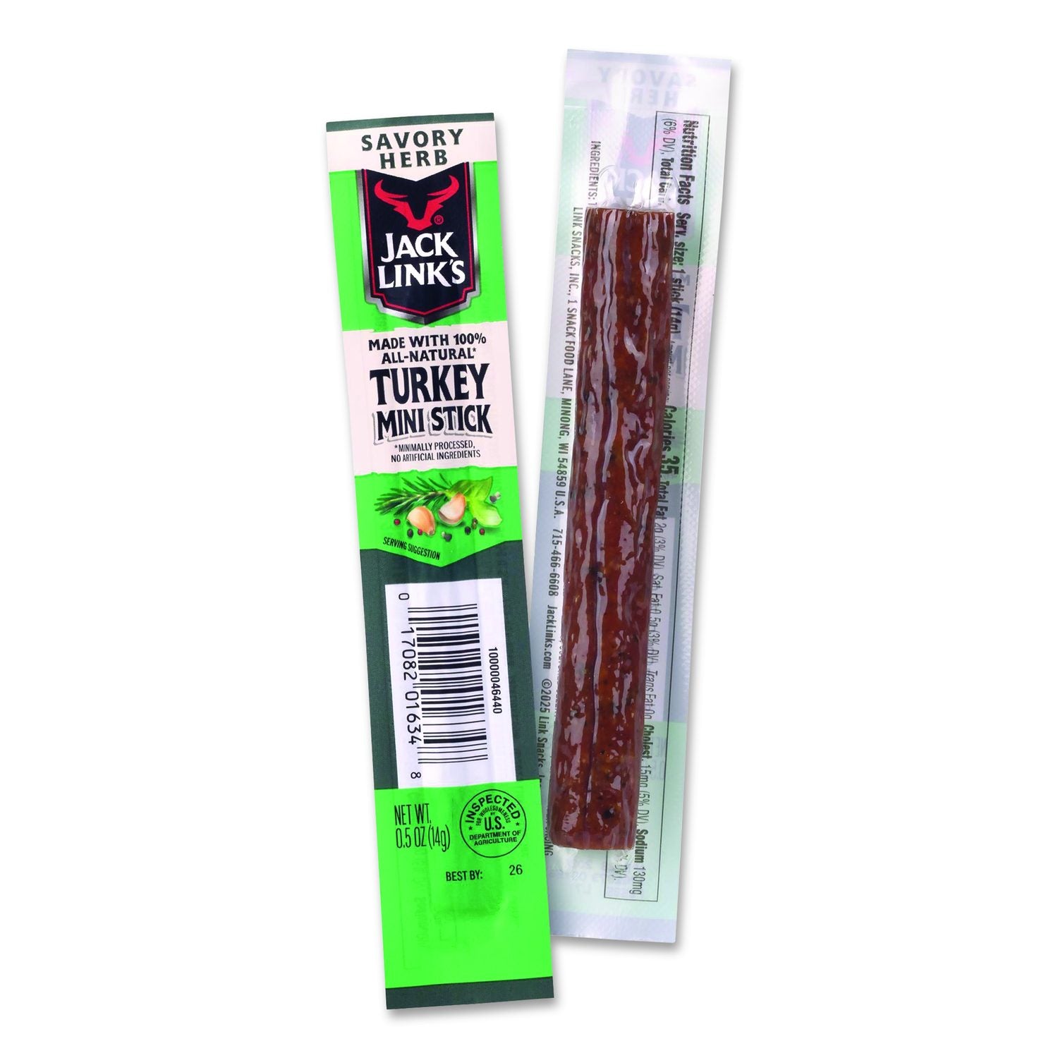 Savory Herb Mini Turkey Stick, 0.5 Oz Stick, 24/Pack