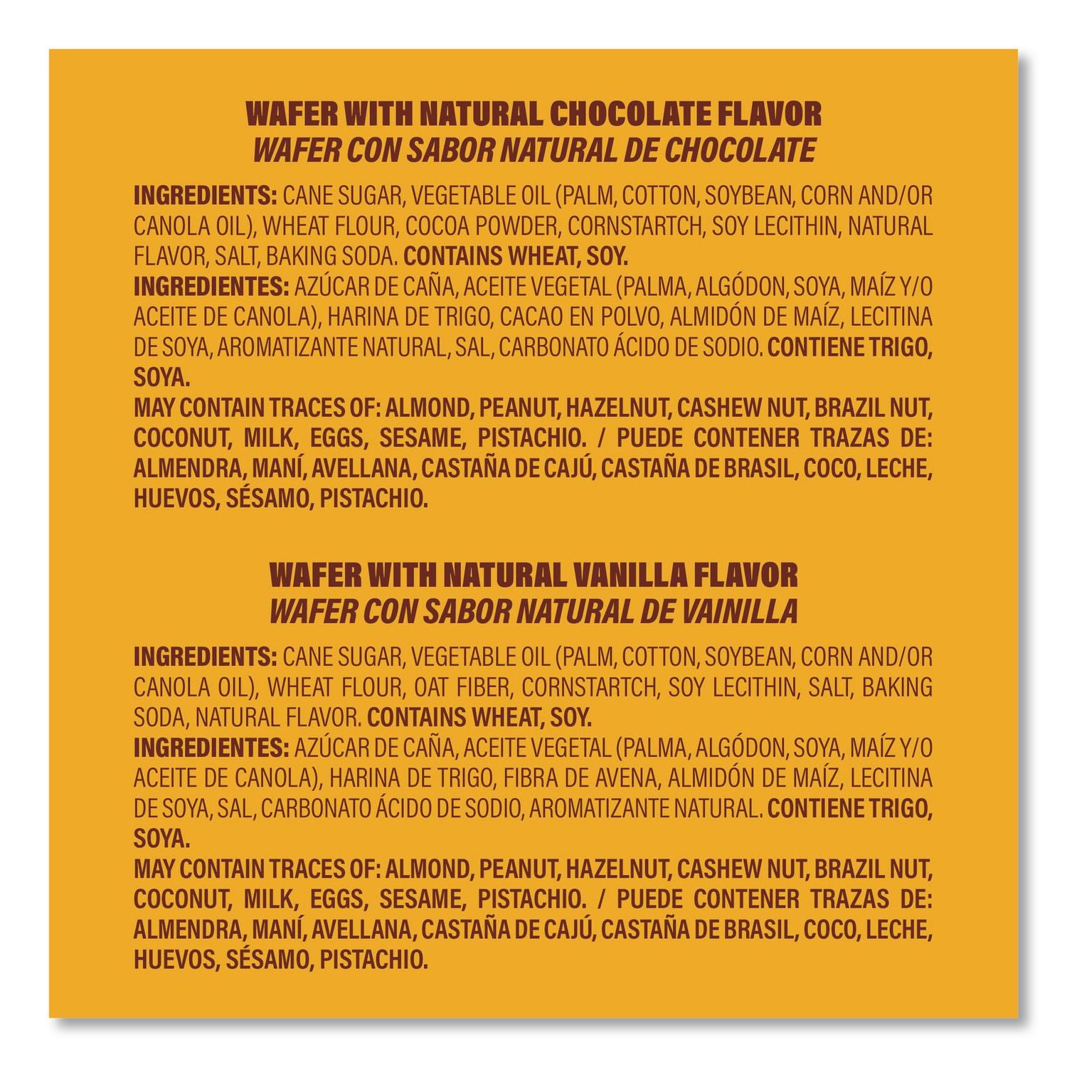 Mini Wafer Cookies Tub, Chocolate/Vanilla, 1.4 Oz Packets, 20/Carton