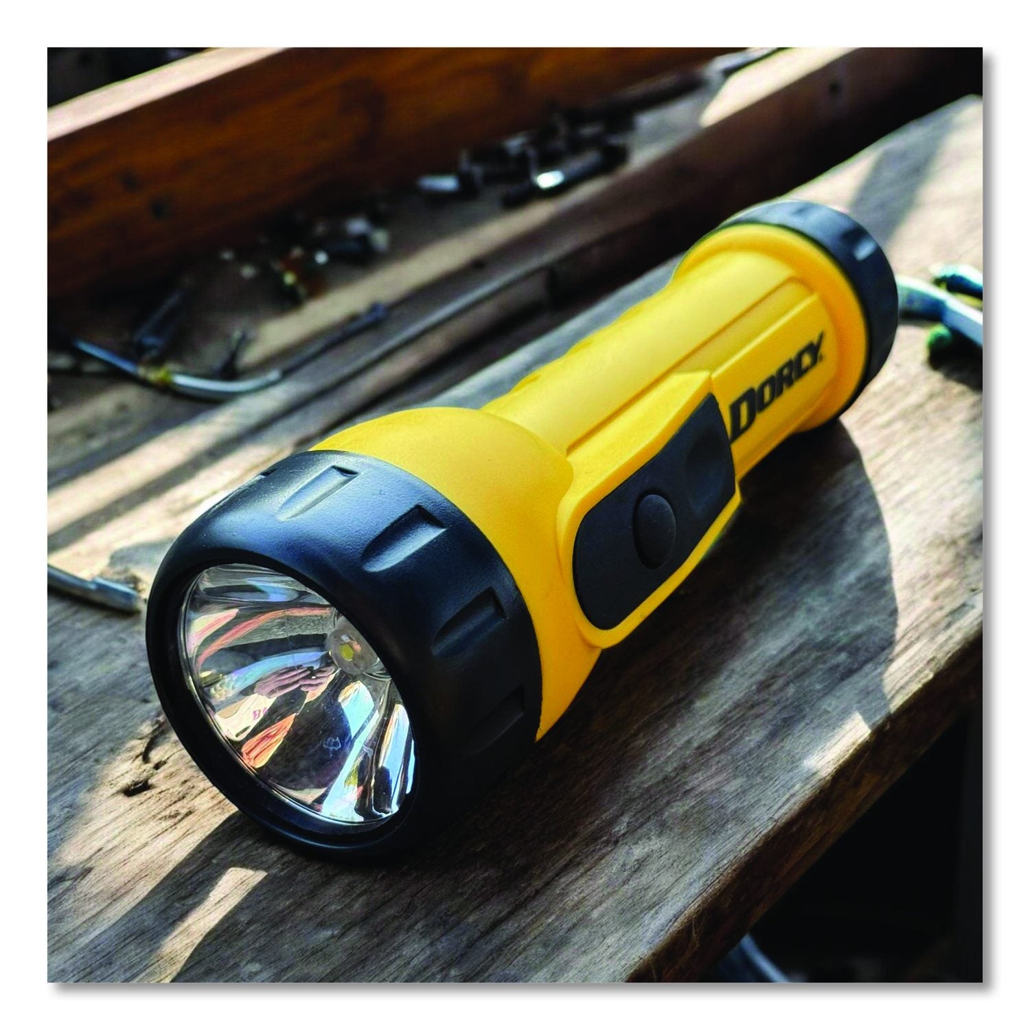 LED Work Light Flashlight, 2 D Batteries (Included), Yellow
